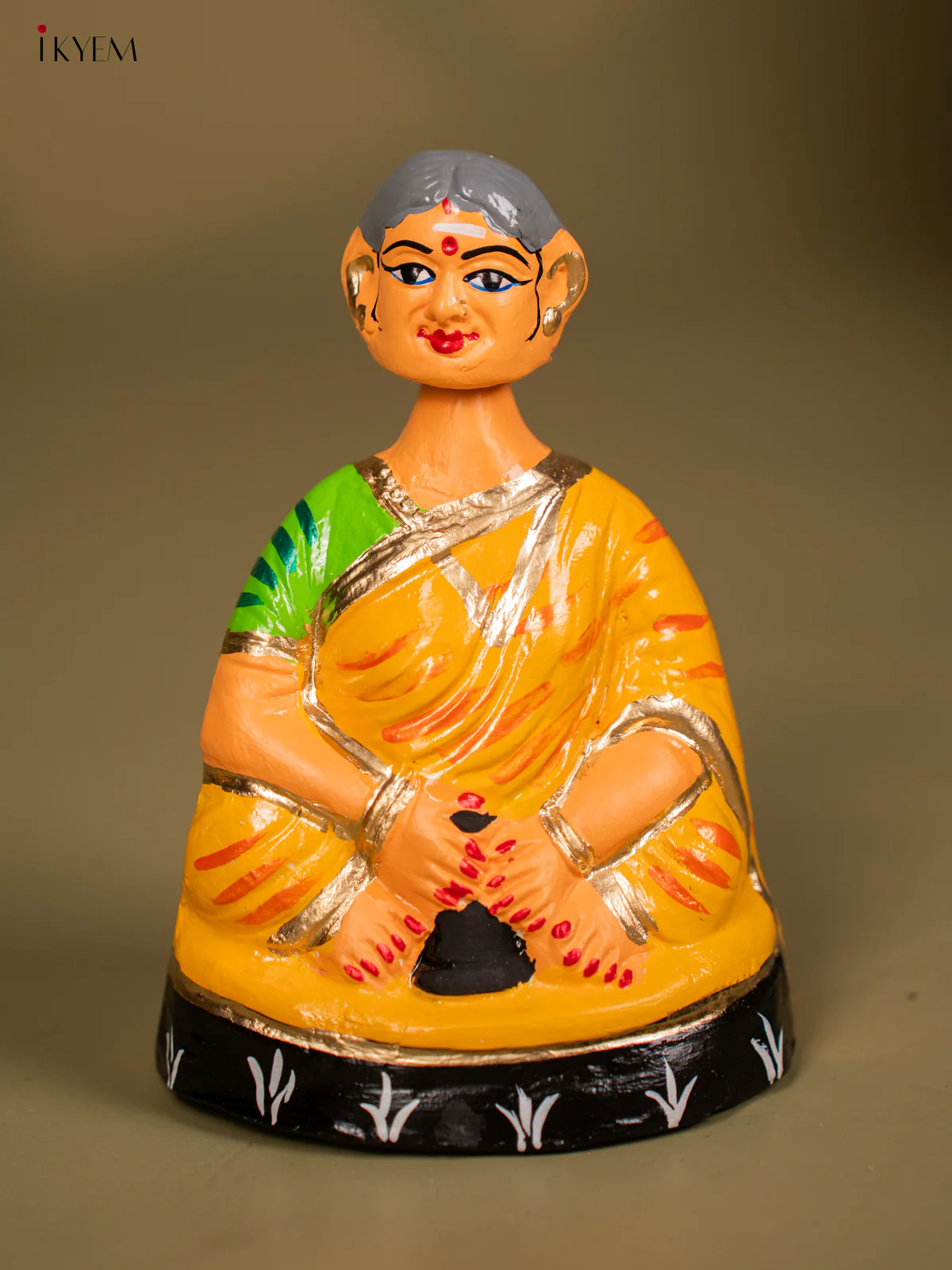 Thanjavur Dancing Doll - Couples - 7 Inch - Yellow & Green - KF26123 - Image 4