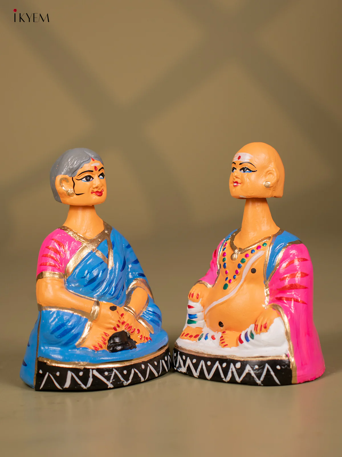 Thanjavur Dancing Doll - Couples - 7 Inch - Pink & Blue - KF26124 - Image 2