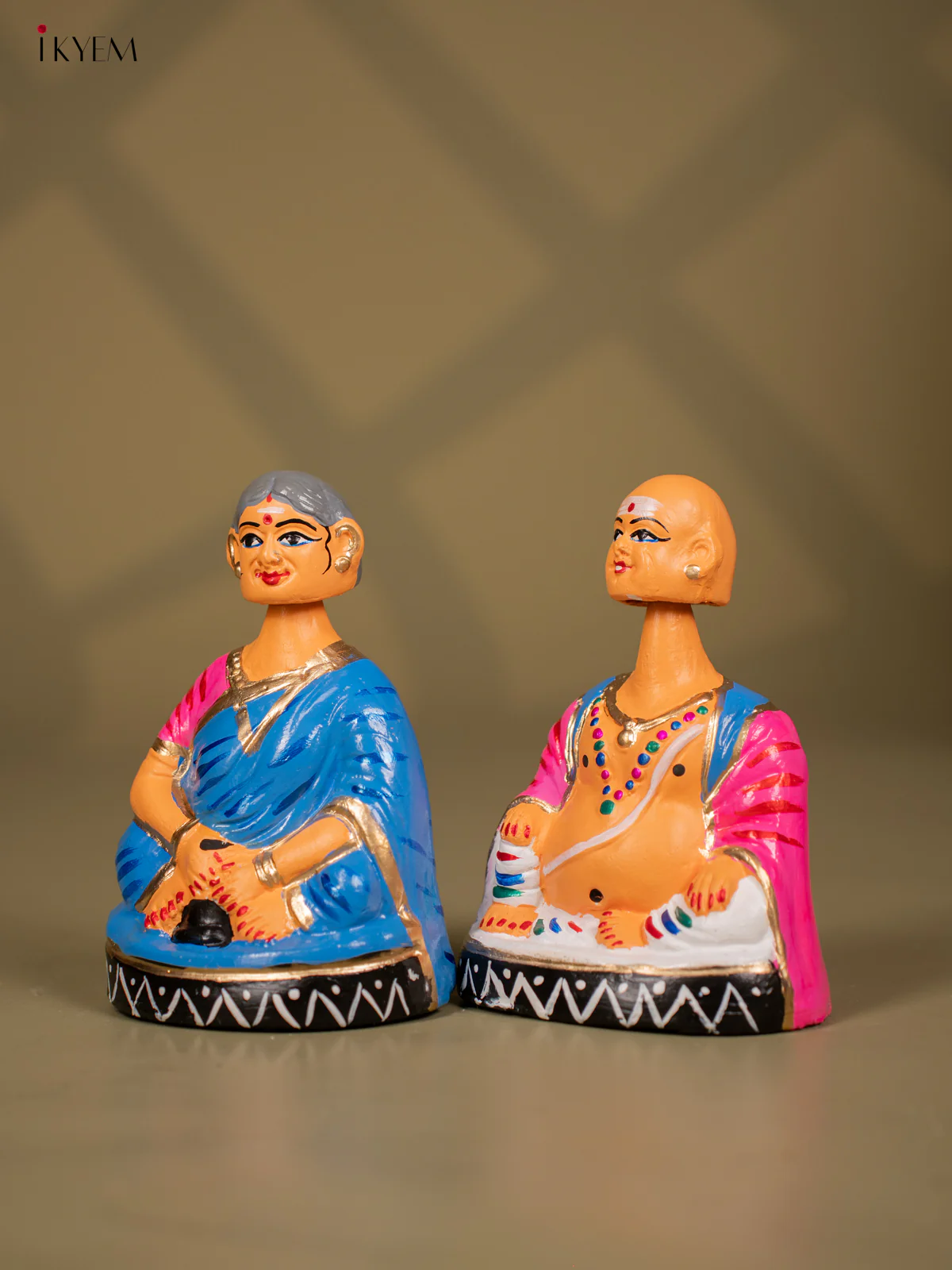 Thanjavur Dancing Doll - Couples - 7 Inch - Pink & Blue - KF26124 - Image 5