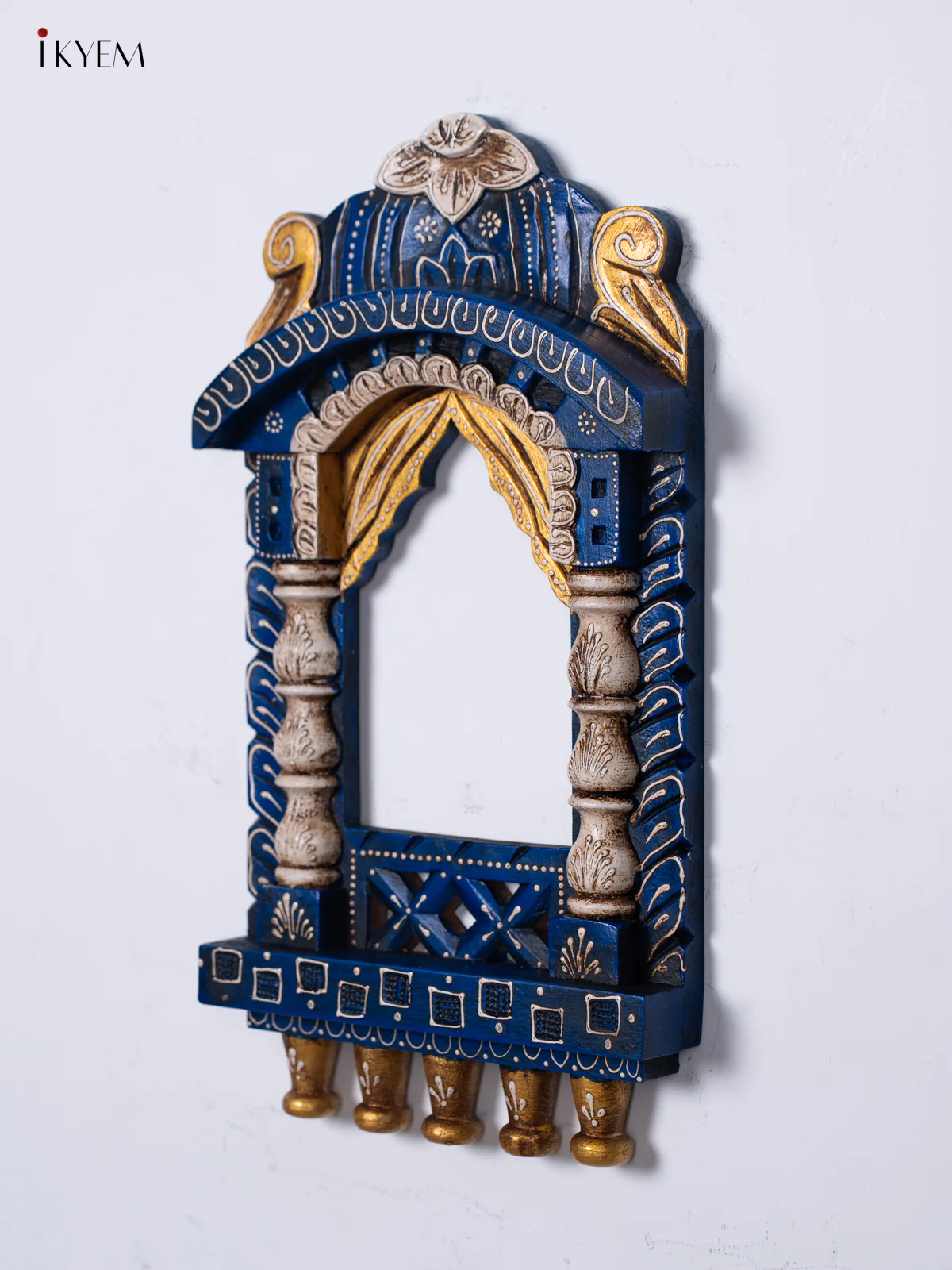 Hand Painted Wooden  jharokha- Blue - KF30123 - Image 2