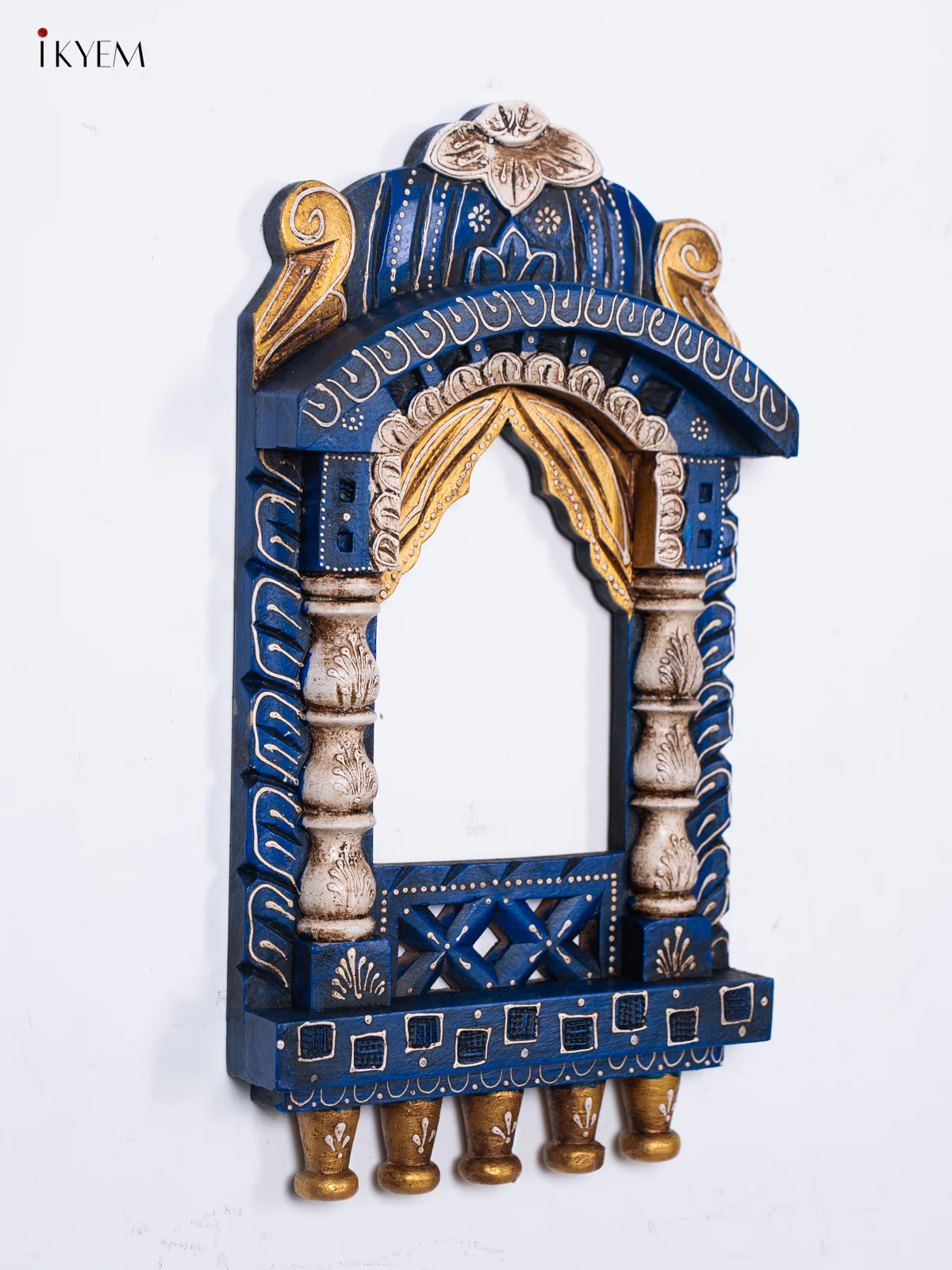 Hand Painted Wooden  jharokha- Blue - KF30123 - Image 3
