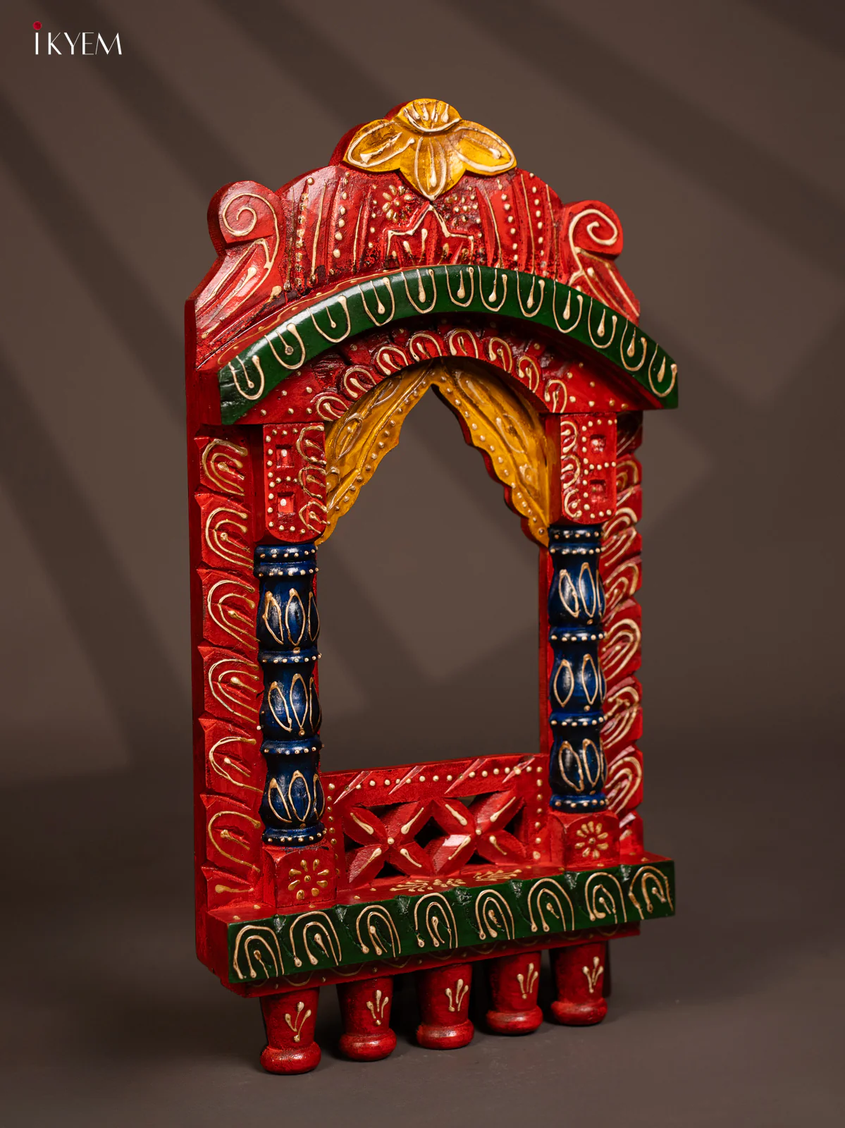 Hand Painted Wooden  Jharokha  - Orange - KF30144 - Image 2