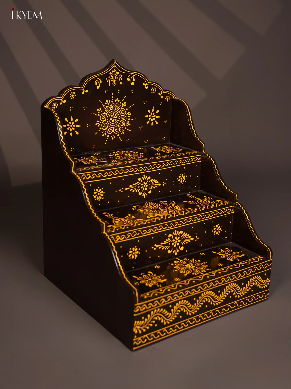 WOODEN HANDPAINTED 3 STEP GOLU PADI - Coffee brown - KG01120 - Image 3