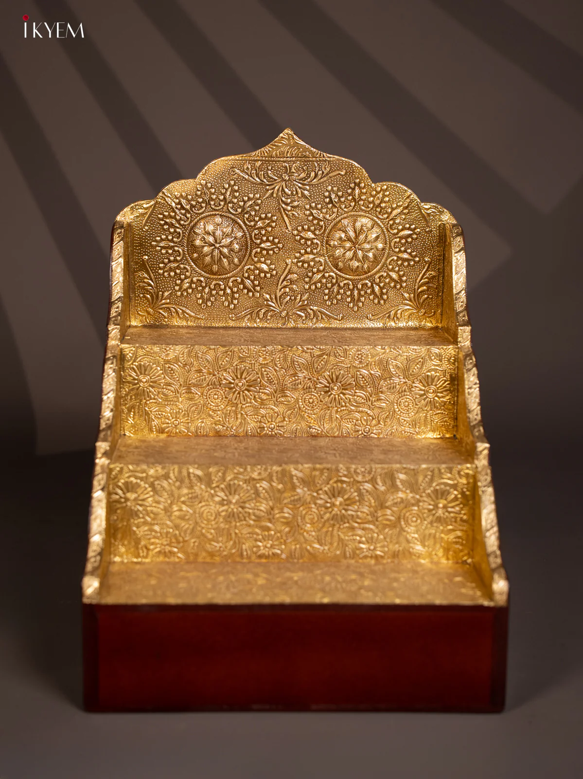 Brass Fitting Wooden 3-Step  Golu Padi - 14 Inches - KG01125