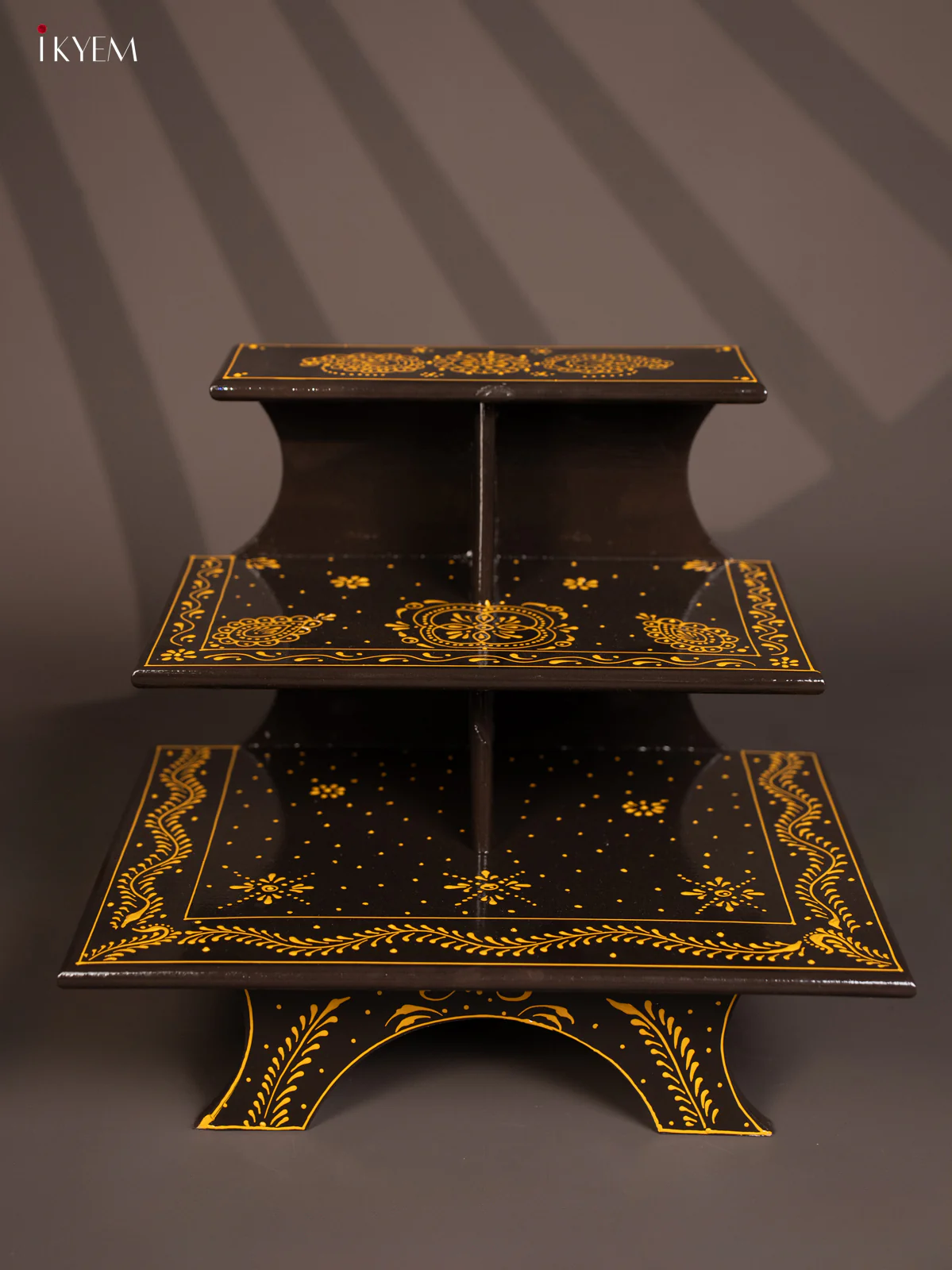 WOODEN HANDPAINTED 3-STEP GOLU PADI  - COFFEE BROWN - KG01126 - Image 3