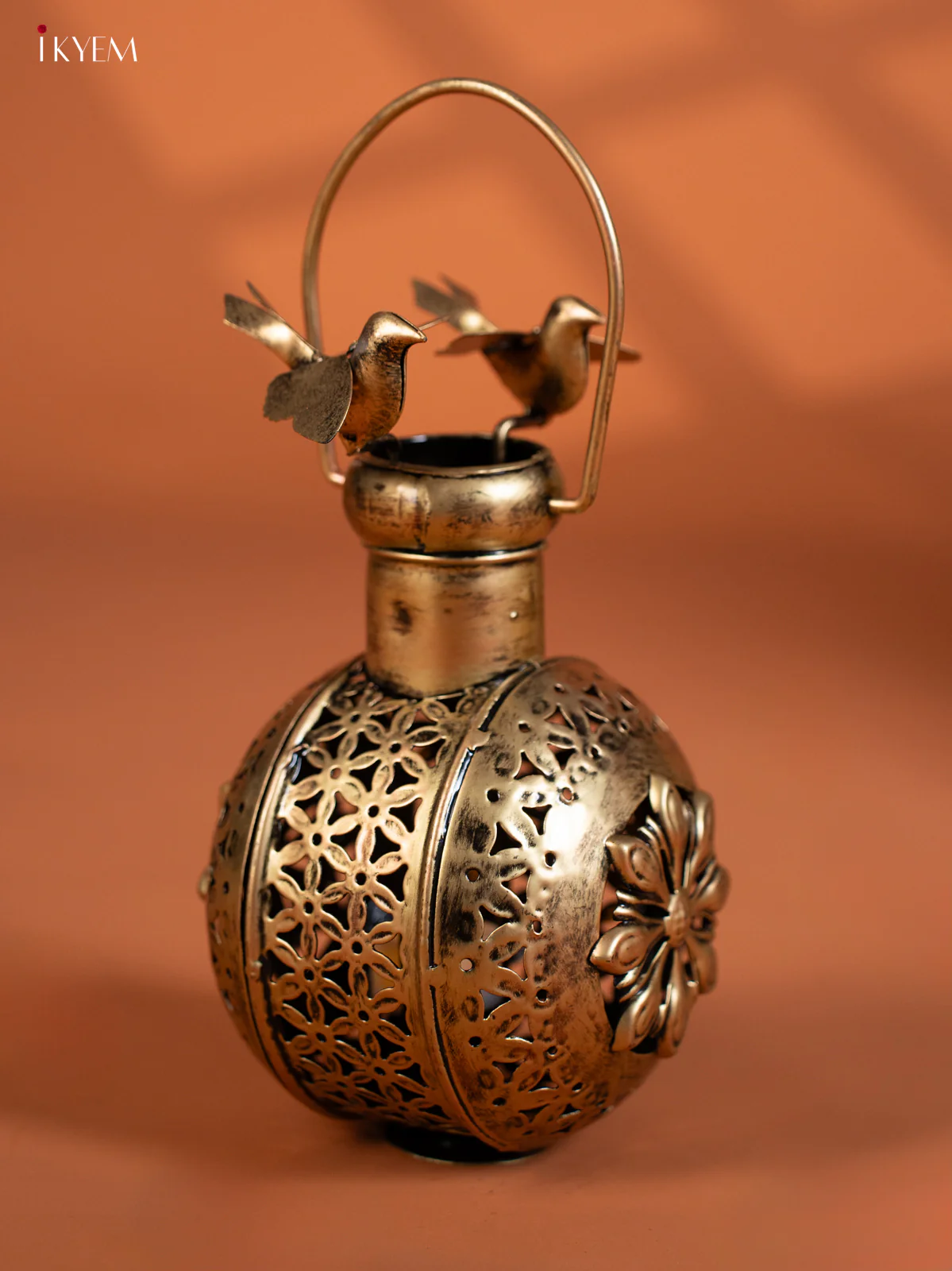 Metal Pot Shape T - light with Bird - Small - KG01144 - Image 3
