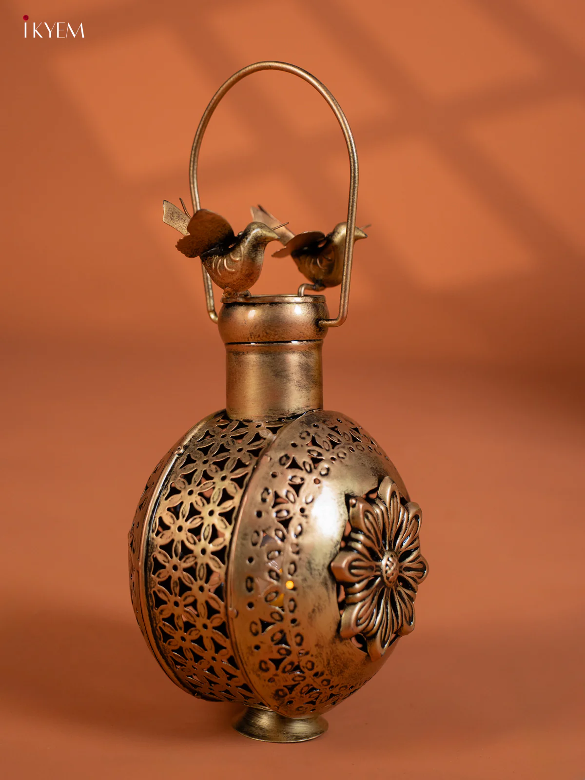 Metal Pot Shape T- light with Bird - Big - KG01145 - Image 5
