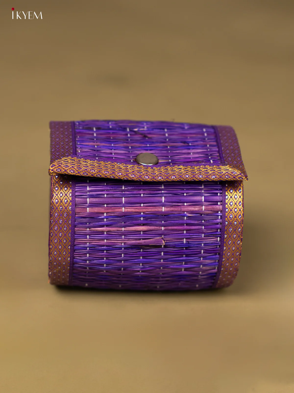 Half Raw Silk with korai Round Bangle box - Purple - KG01148
