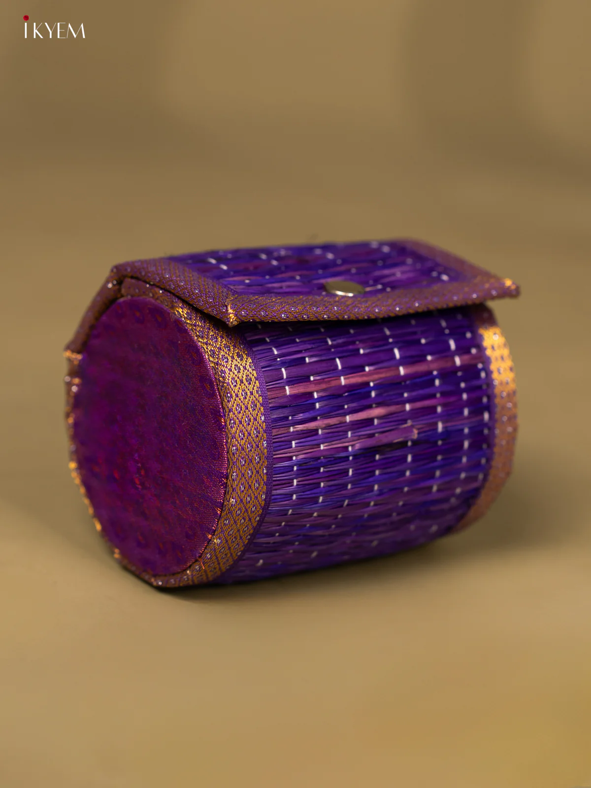 Half Raw Silk with korai Round Bangle box - Purple - KG01148 - Image 2