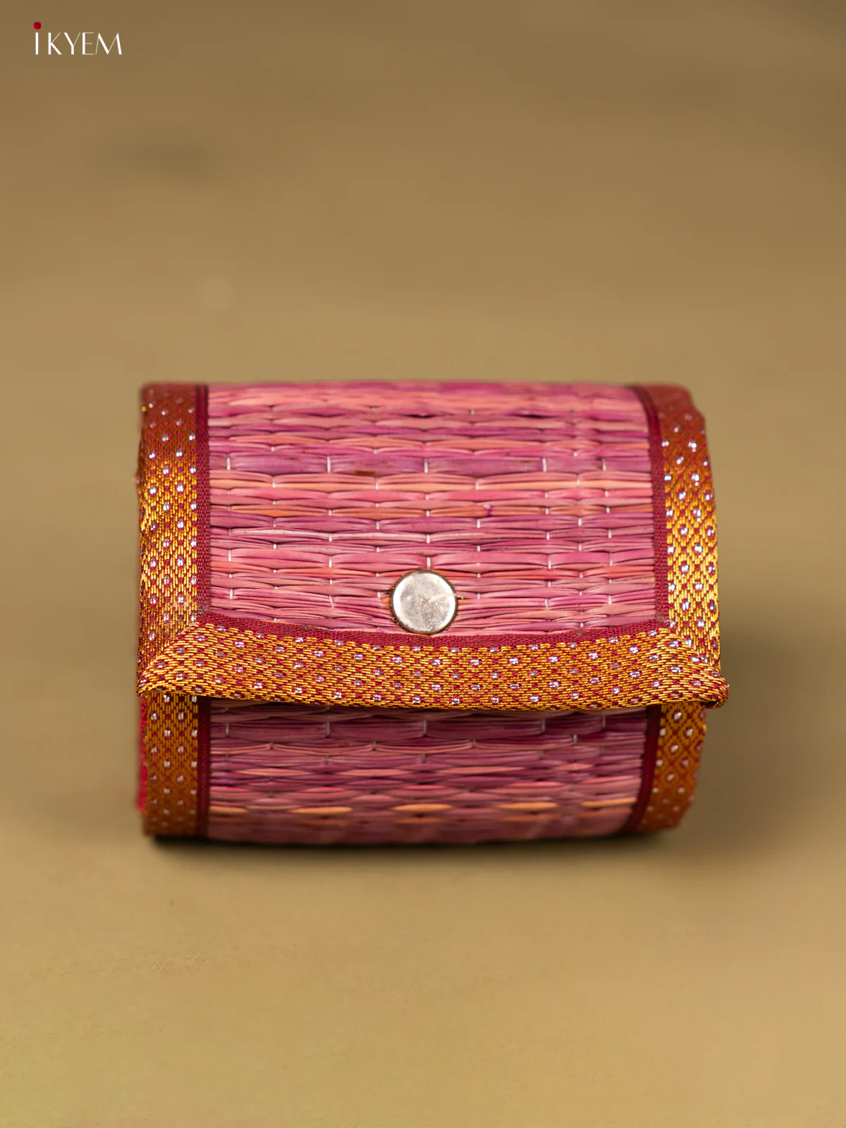 Half Raw Silk with korai Round Bangle box - Maroon - KG01156