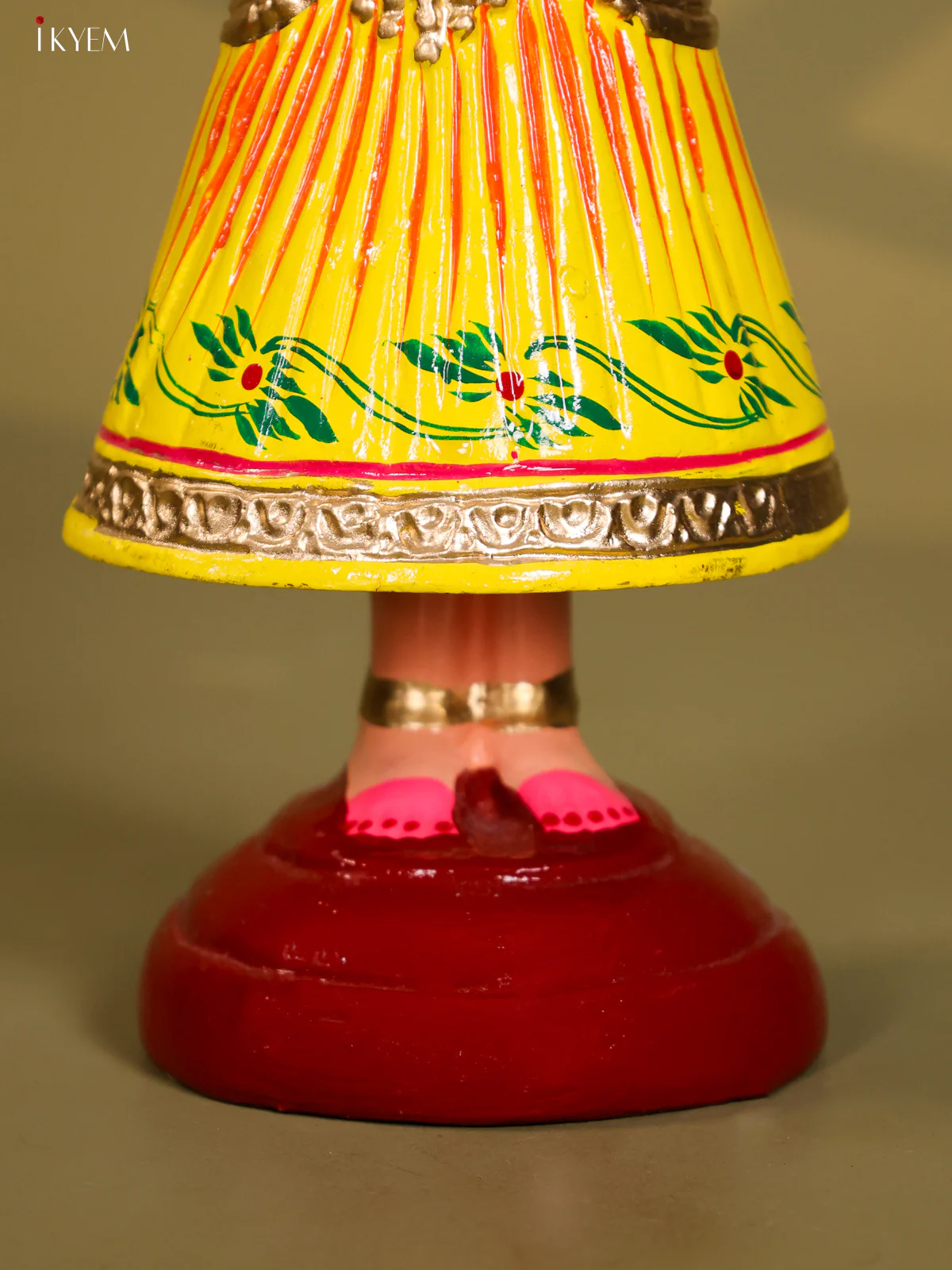 Thanjhavur/Tanjore Iconic Dancing Doll -  Yellow with Pink - Image 5