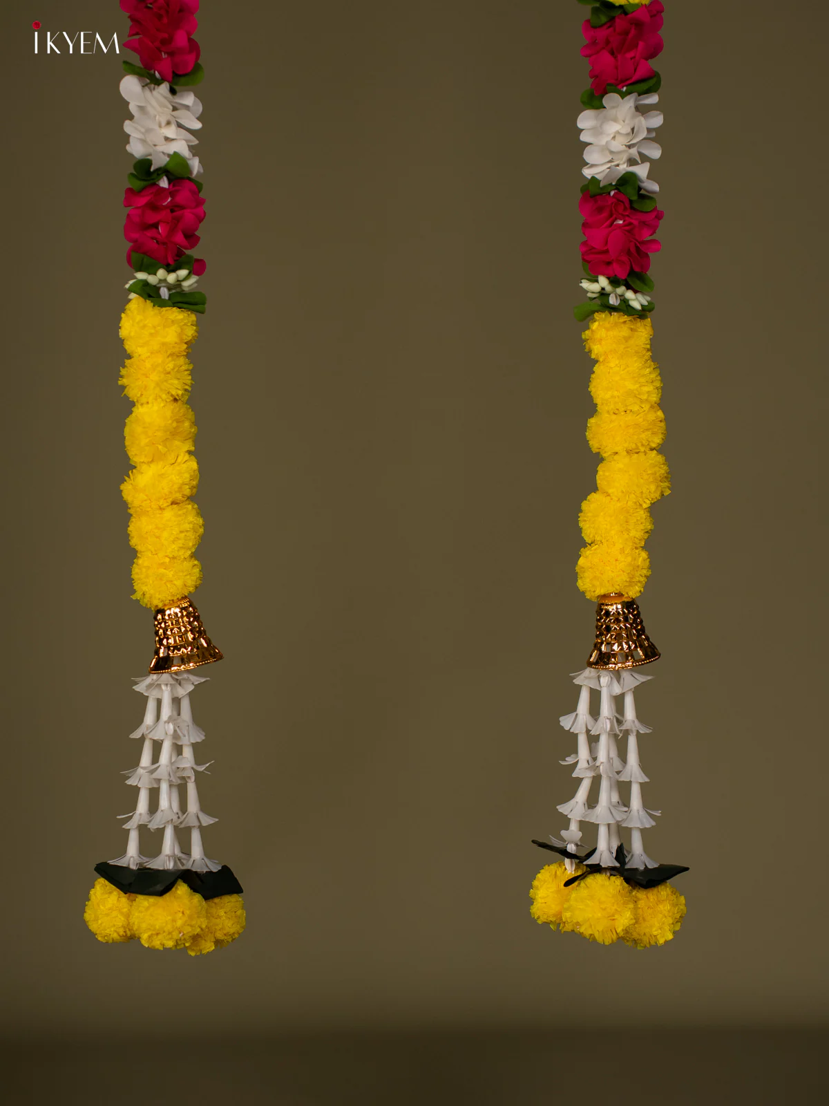 Artificial flowers Toran - Dark pink with yellow - 62 Inch - KG04119 - Image 3