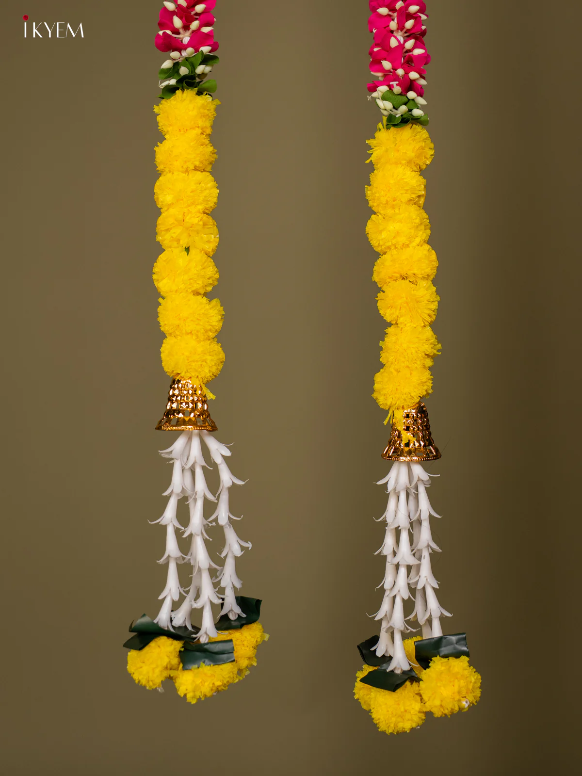 Artificial flowers Toran - Dark pink with yellow - 58 Inch - KG04127 - Image 3