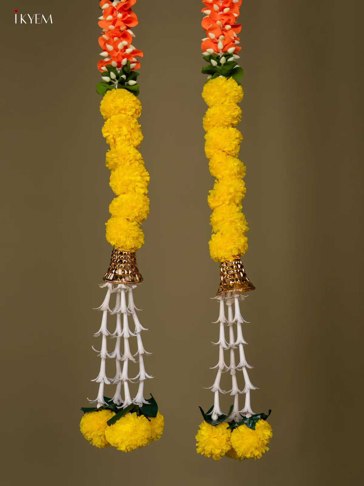 Artificial flowers Toran - orange with yellow - 58 Inch - KG04129 - Image 3