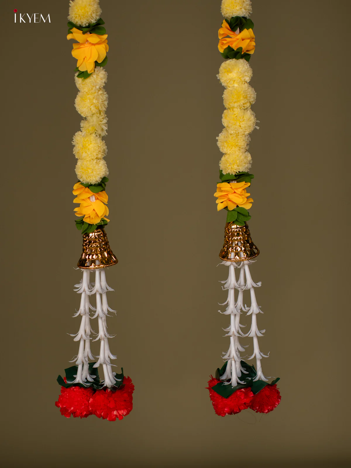 Artificial flowers Toran - yellow with off-white - 58 Inch - KG04132 - Image 3