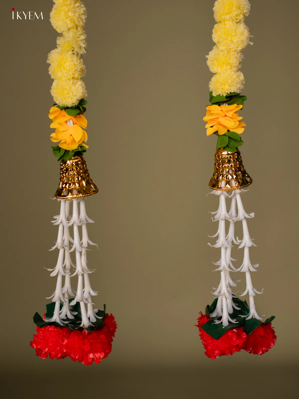 Artificial flowers Toran - yellow with off-white - 58 Inch - KG04132 - Image 4