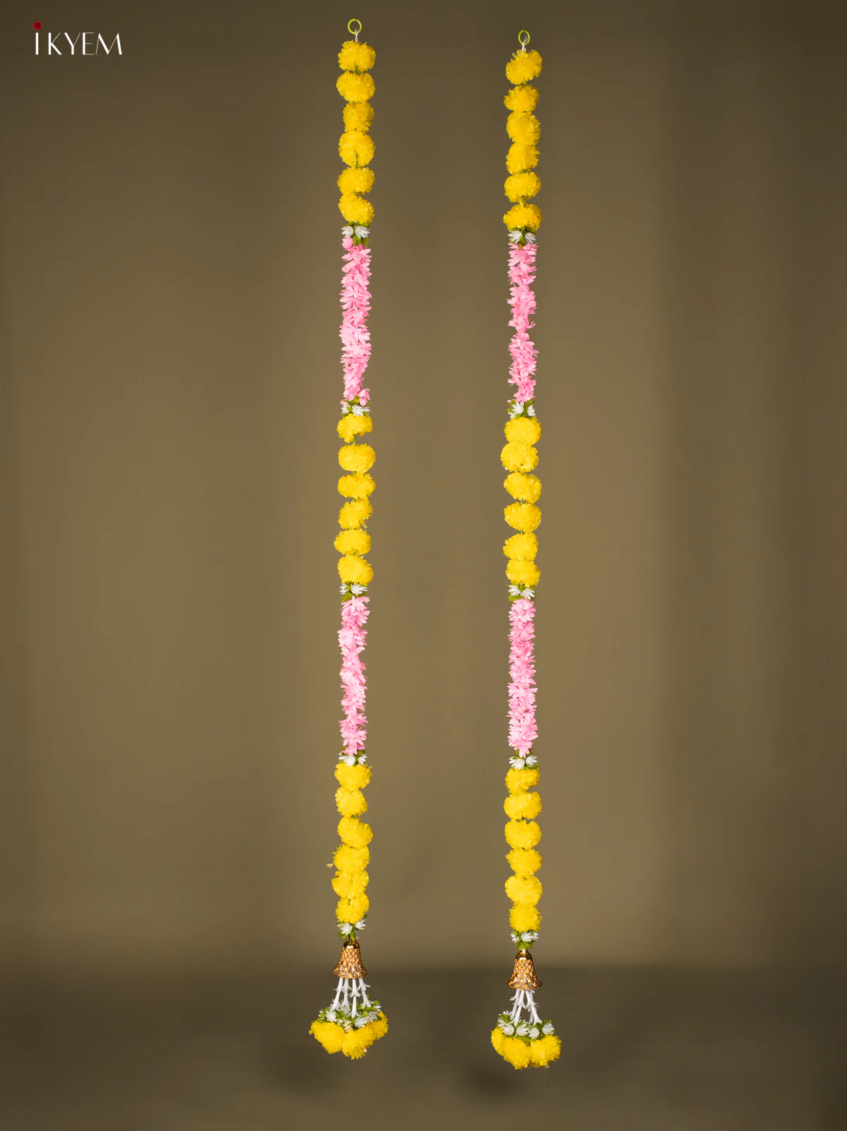 Artificial flowers Toran - yellow with light pink - 66 Inch - KG04137