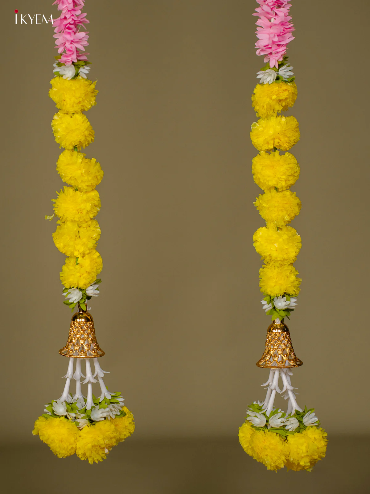 Artificial flowers Toran - yellow with light pink - 66 Inch - KG04137 - Image 3