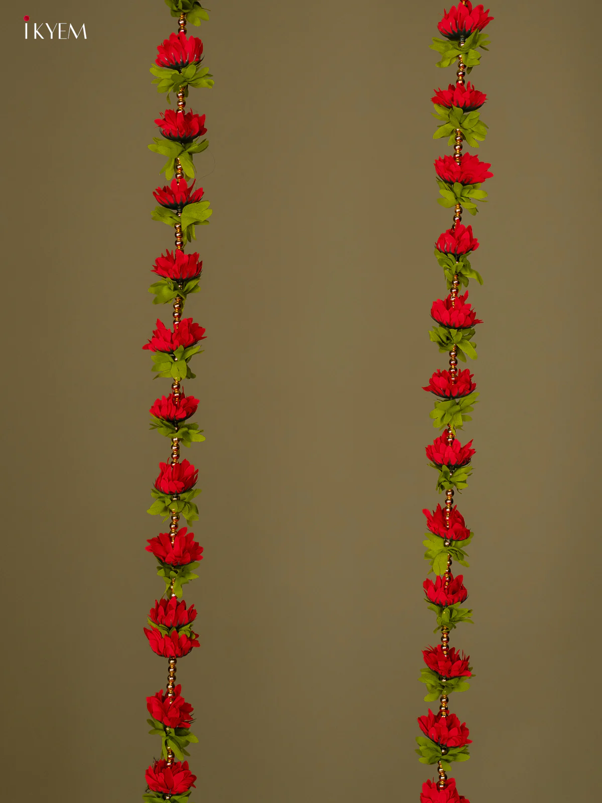 Artificial flowers Toran - Green with red - 60 Inch - KG04141 - Image 2