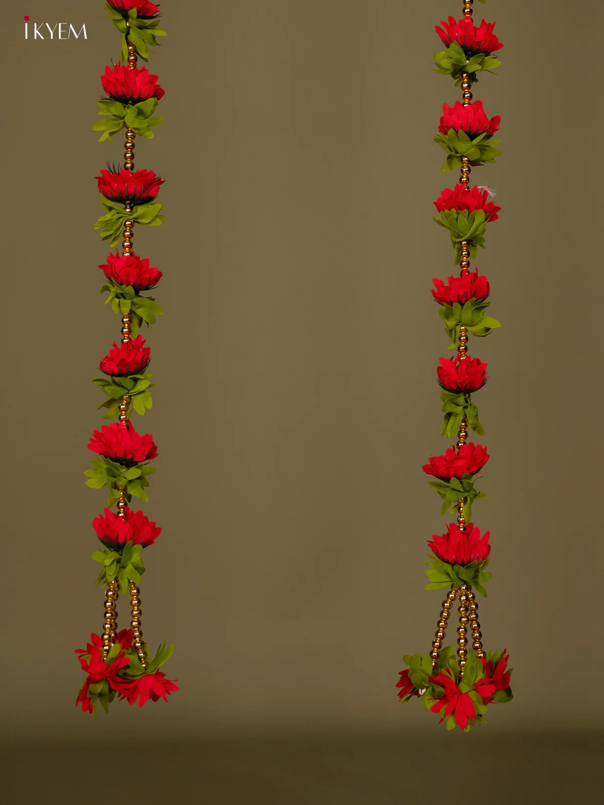 Artificial flowers Toran - Green with red - 60 Inch - KG04141 - Image 3