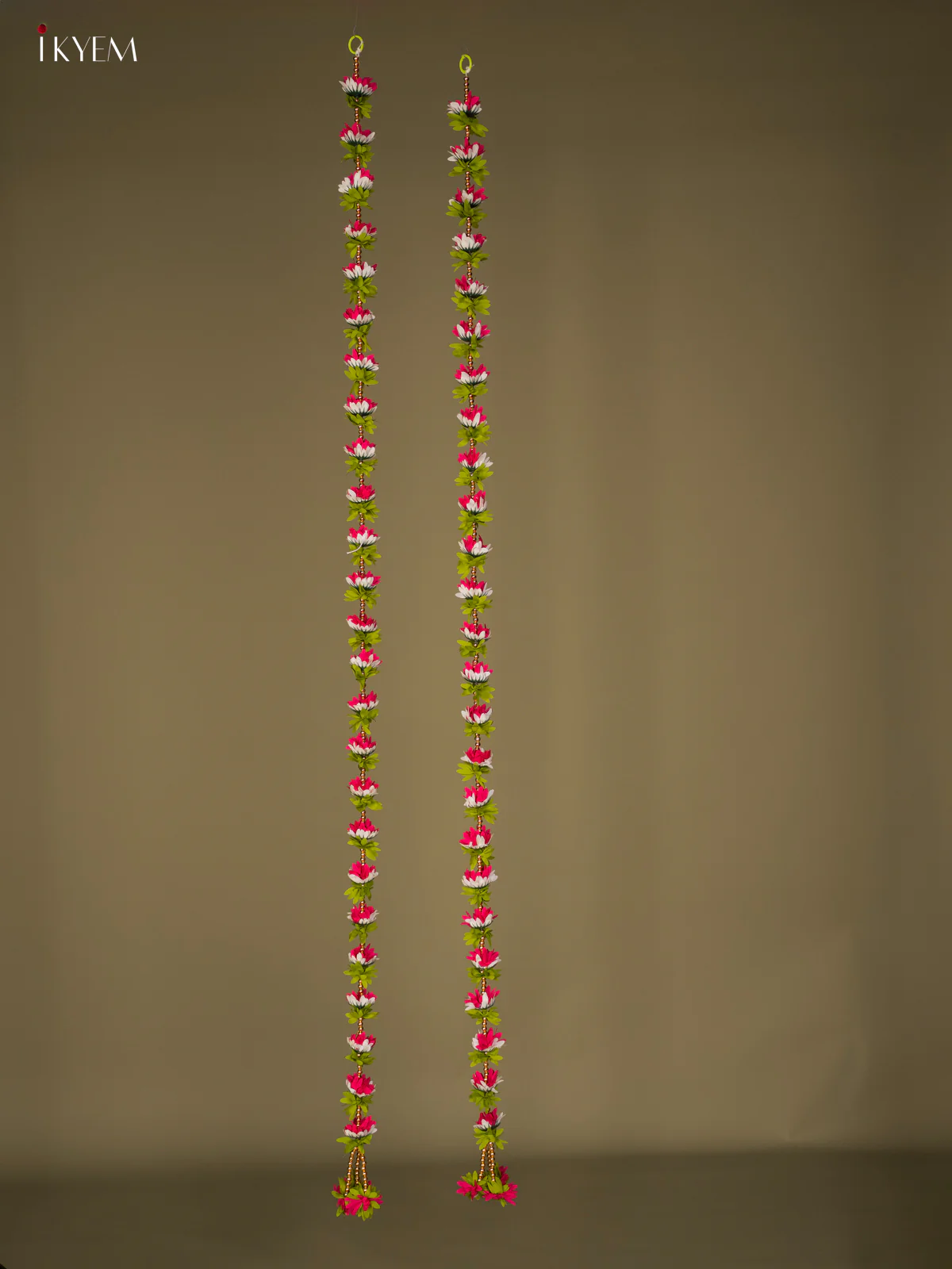 Artificial flowers Toran - green with dark pink, white - 60 Inch - KG04144