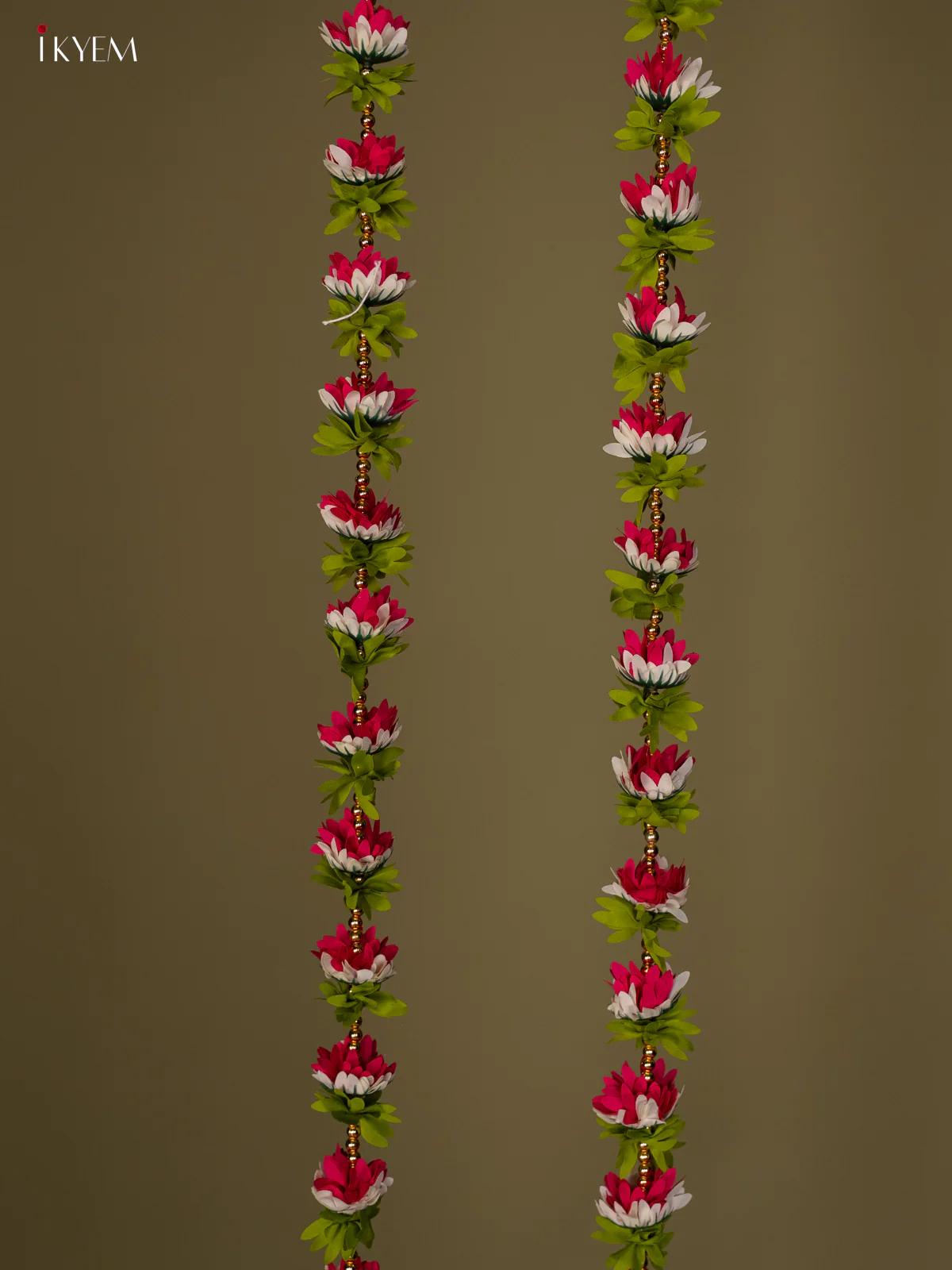 Artificial flowers Toran - green with dark pink, white - 60 Inch - KG04144 - Image 2
