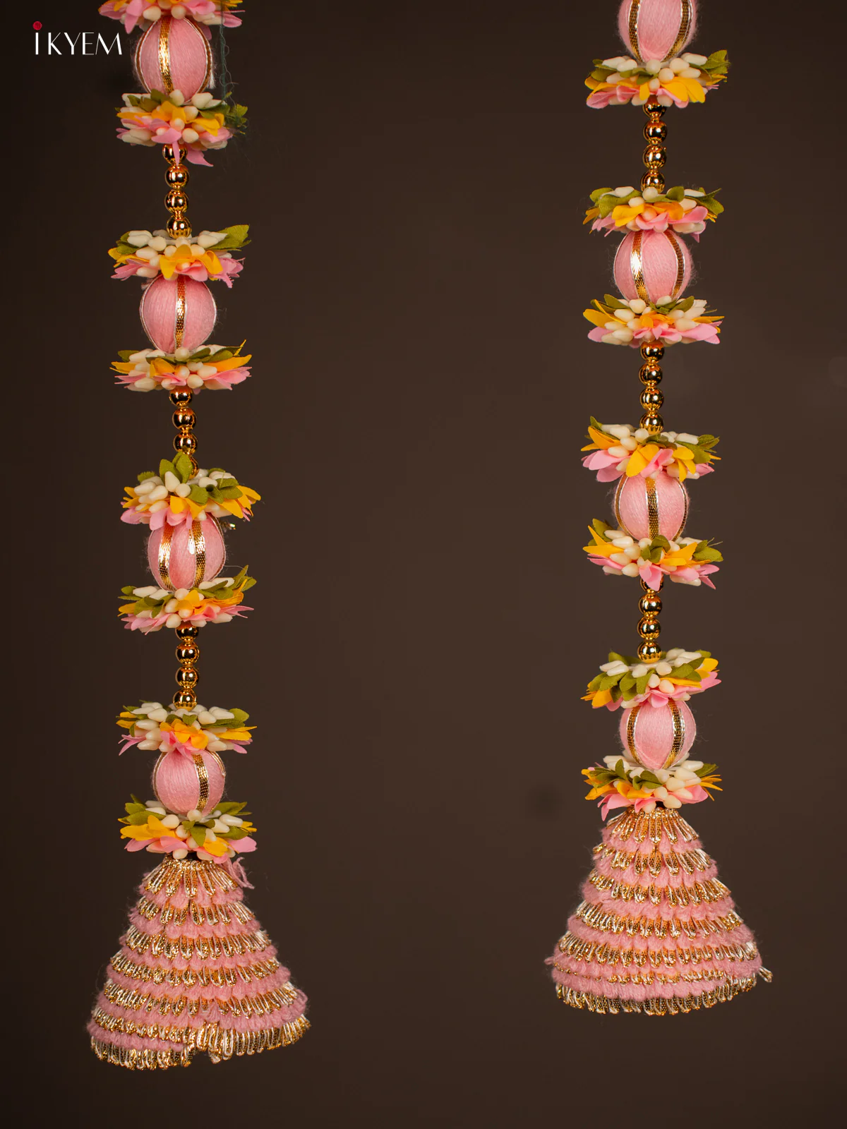 Artificial flowers Toran - yellow with light pink - 23 Inch - KG04151 - Image 2