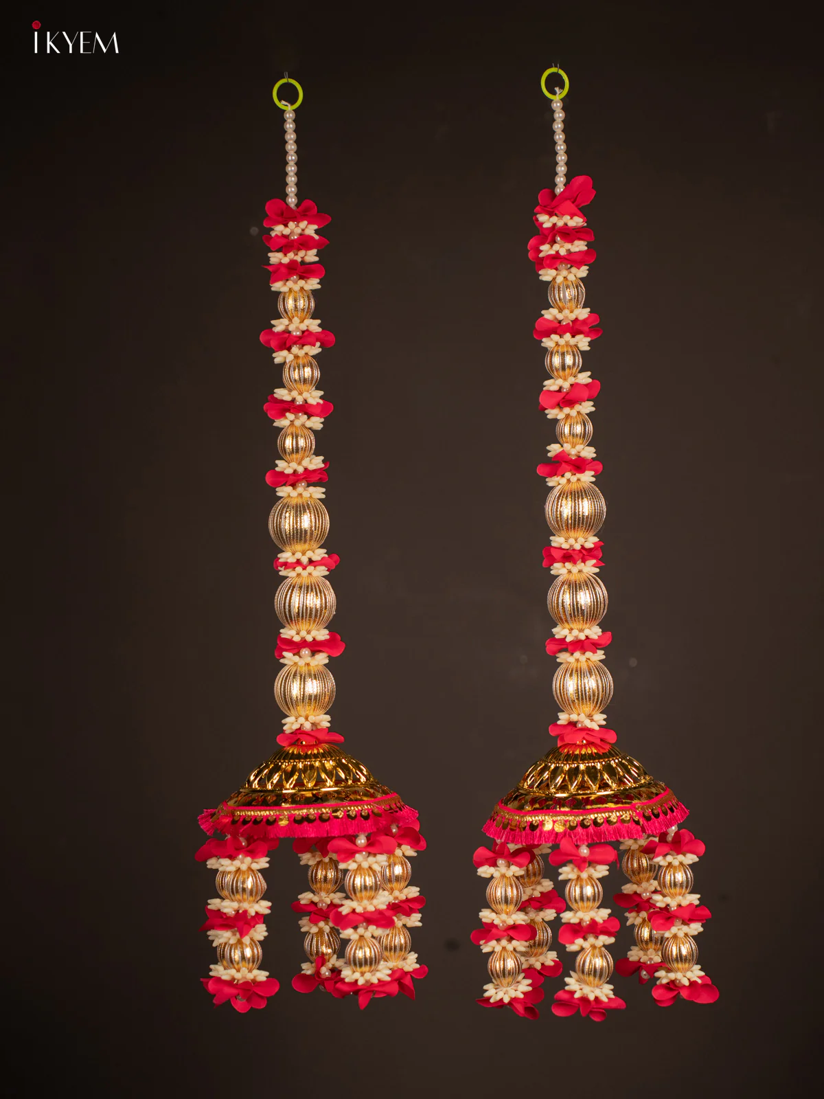 Artificial flowers Toran - gold with dark pink - 27 Inch - KG04162