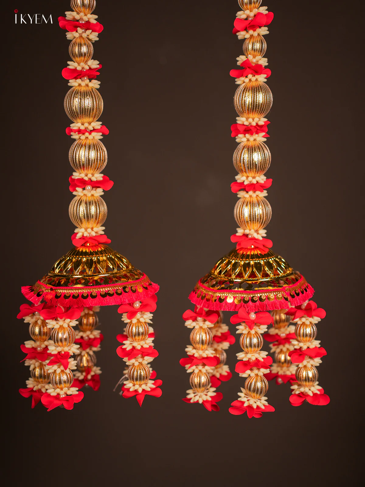 Artificial flowers Toran - gold with dark pink - 27 Inch - KG04162 - Image 2