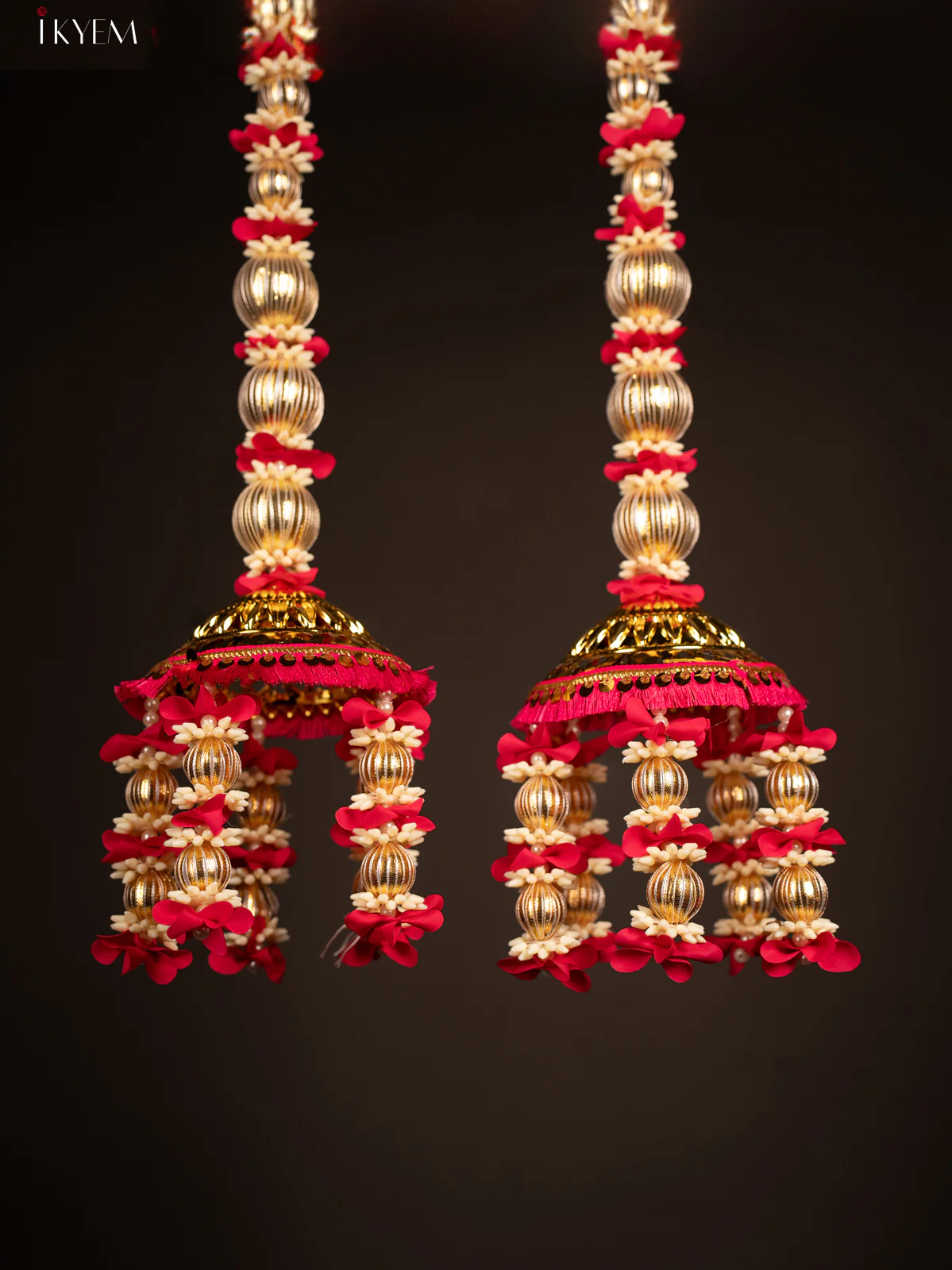 Artificial flowers Toran - gold with dark pink - 27 Inch - KG04162 - Image 3