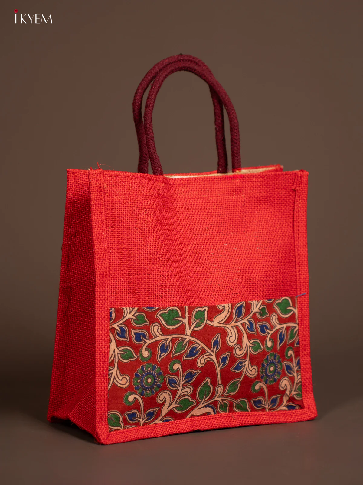 Jute Kalamkari Bag - Red - KG04184 - Image 2