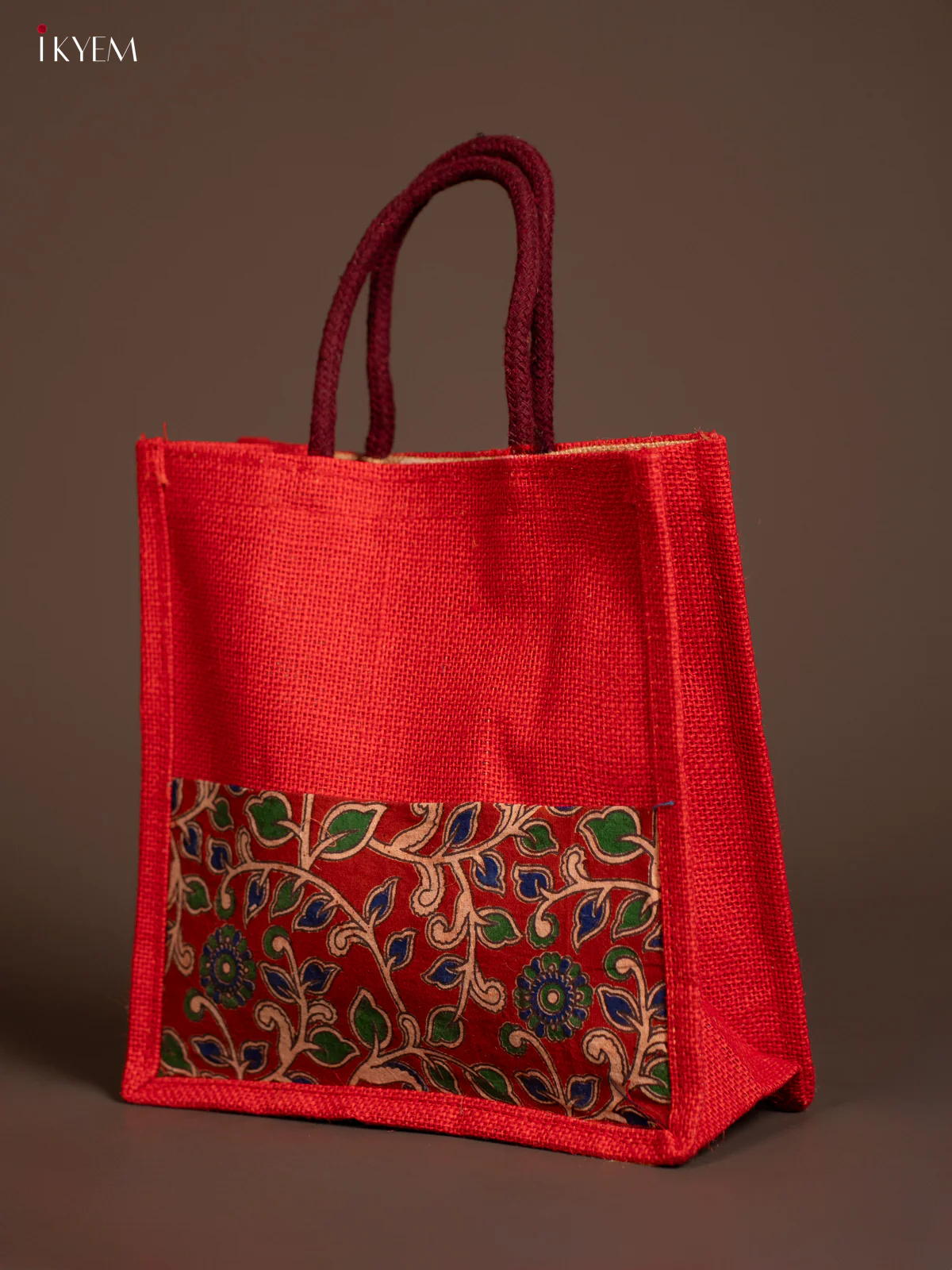 Jute Kalamkari Bag - Red - KG04184 - Image 3