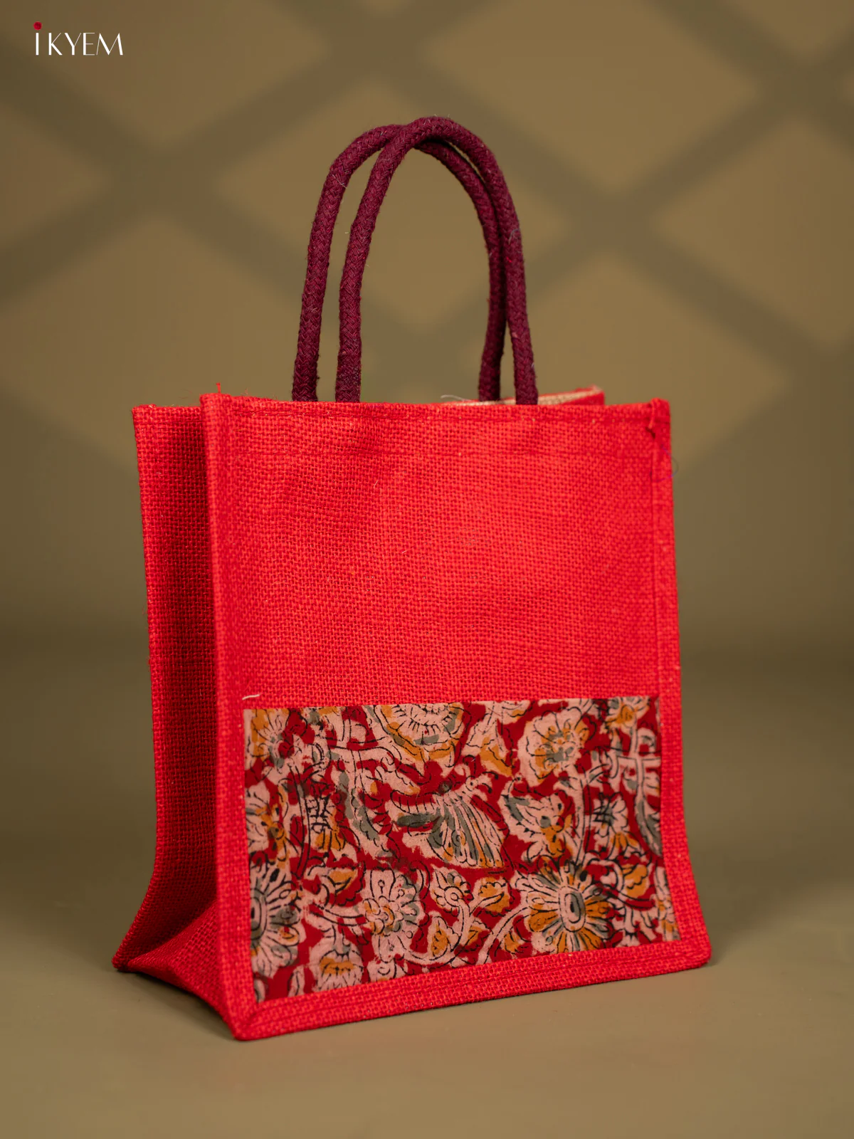 Jute Kalamkari Bag - Red - Image 2