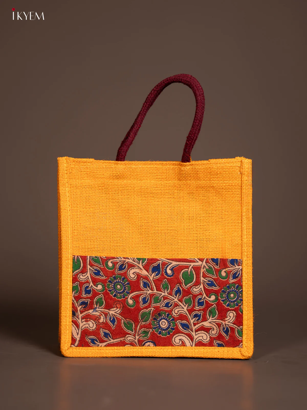 Jute Kalamkari Bag - Yellow