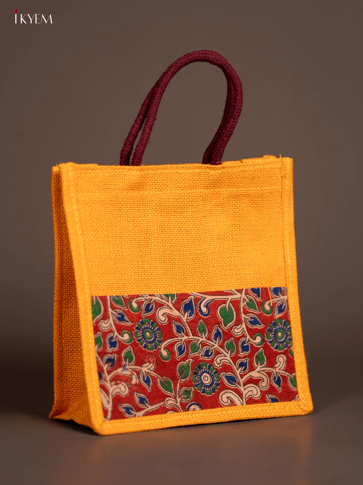 Jute Kalamkari Bag - Yellow - Image 2