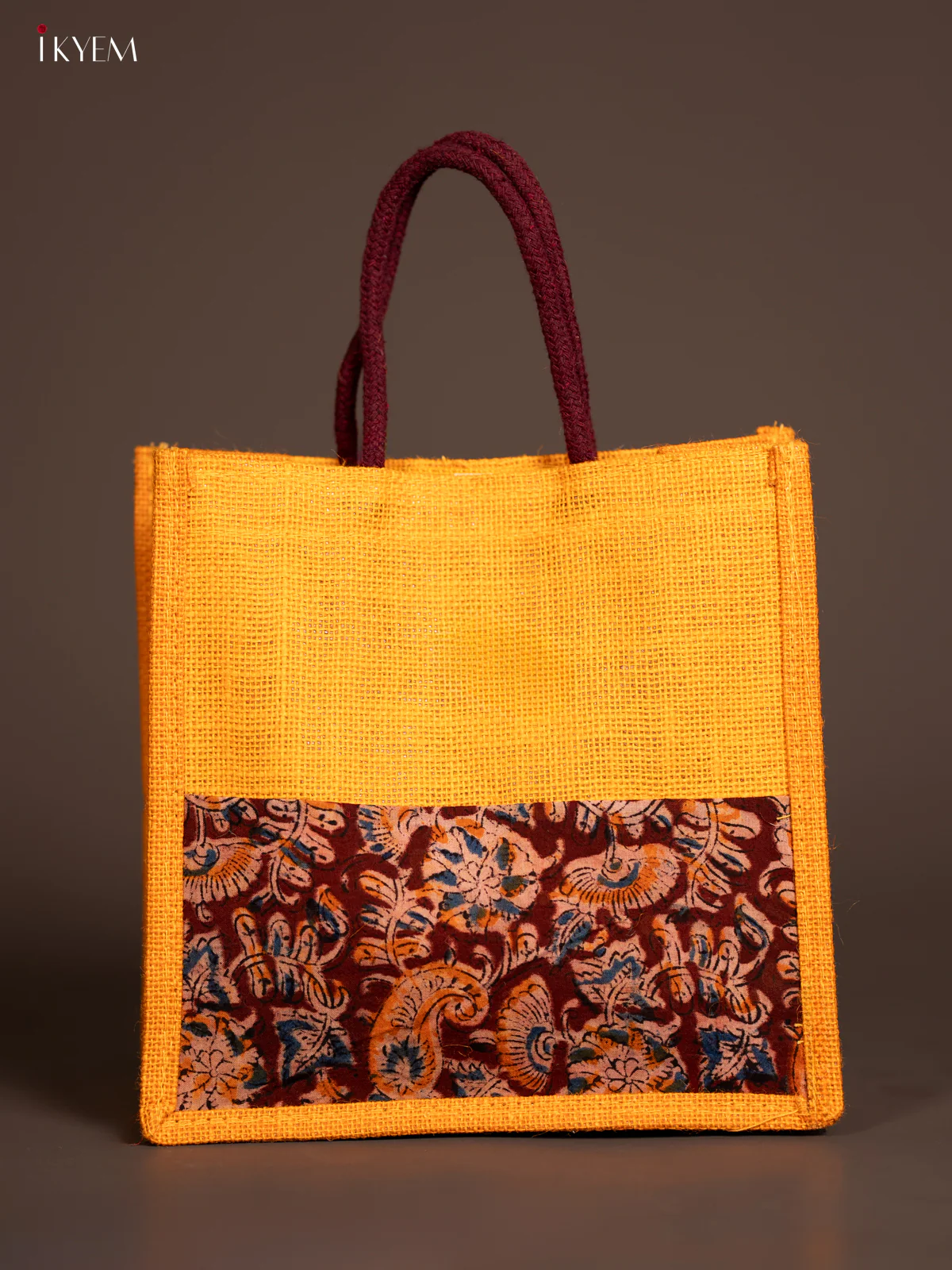 Jute Kalamkari Bag - Yellow