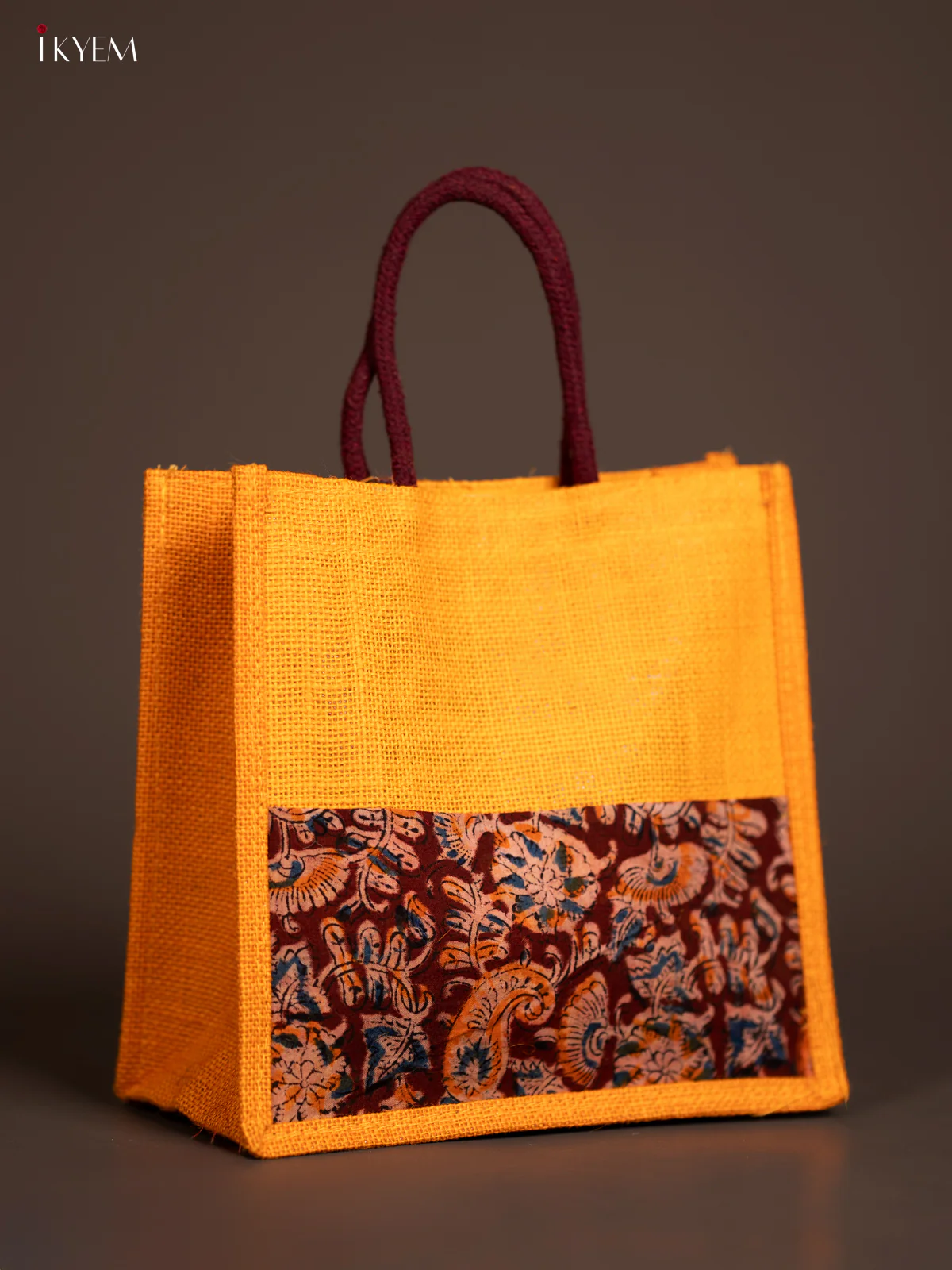 Jute Kalamkari Bag - Yellow - Image 2