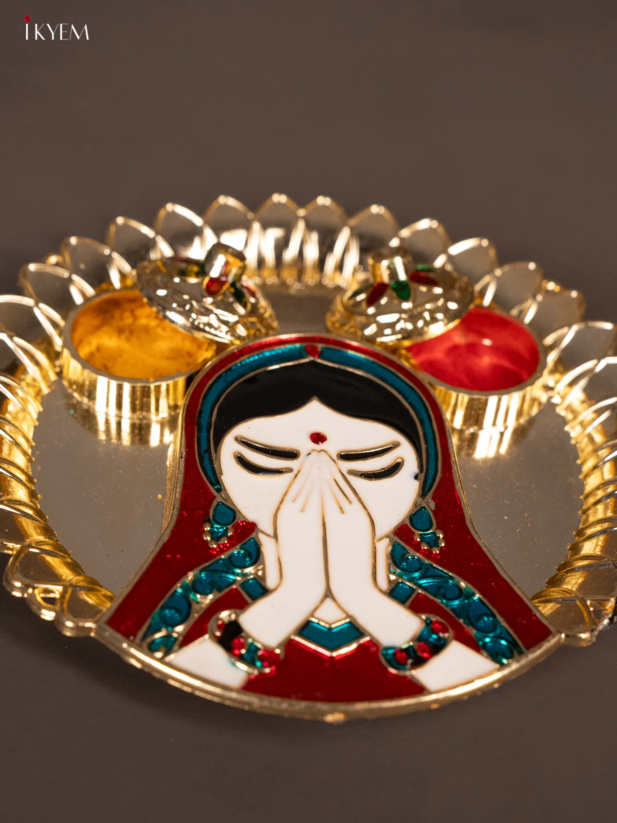Meenakari welcome Kumkum Plate - KG15121 - Image 3