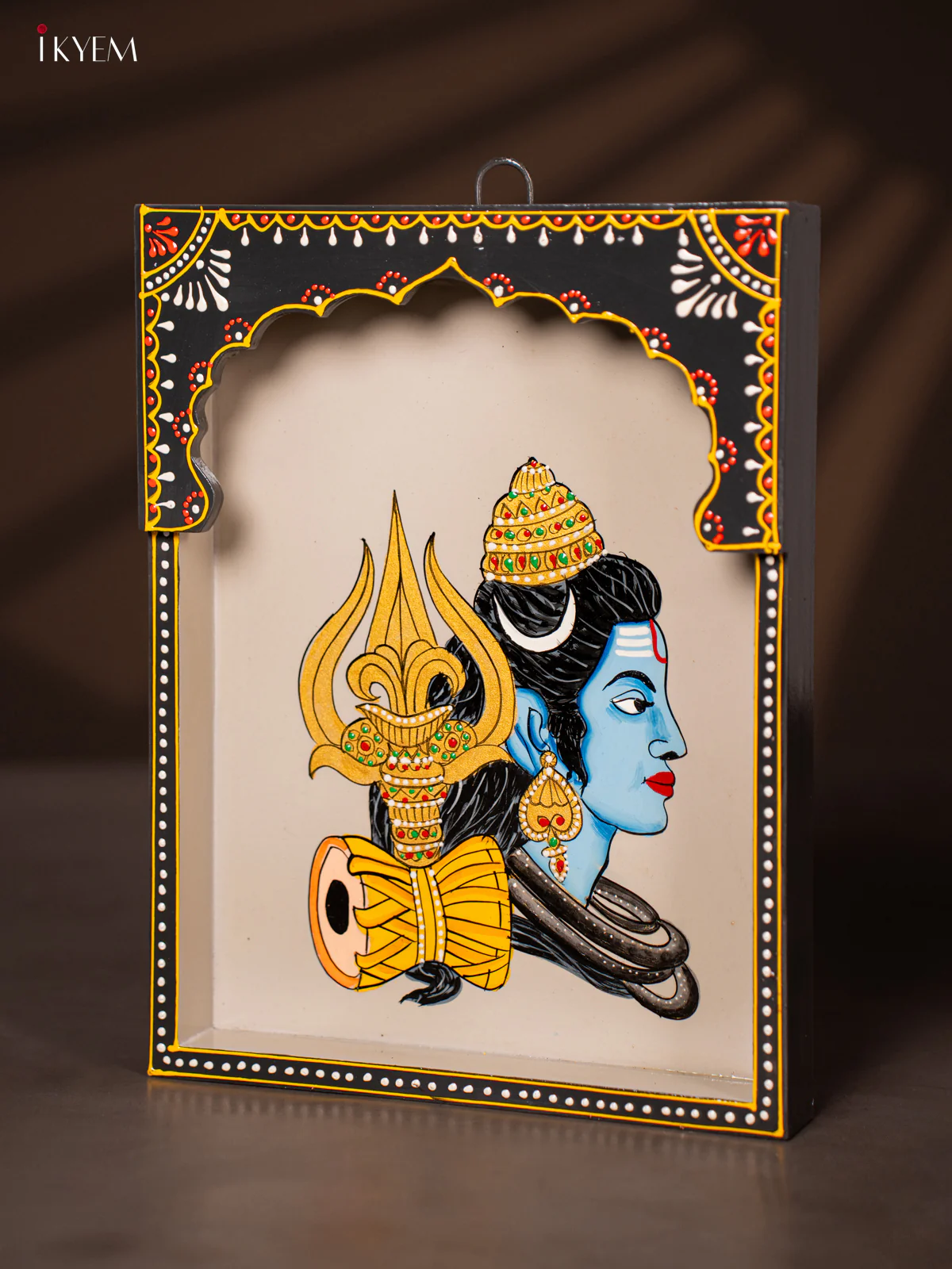 Hand-Painted Wooden Shiva Wall Hanging Frame - 12 Inches - KG16126 - Image 4