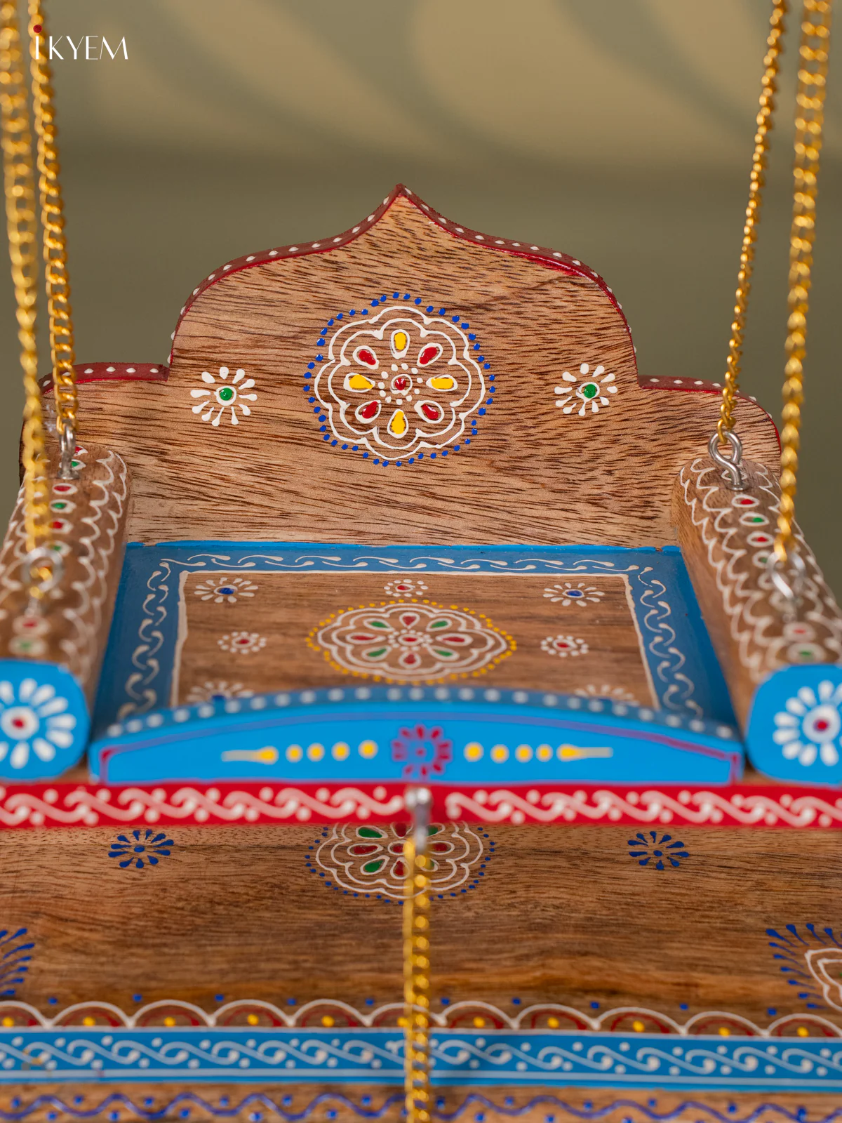 Hand-Painted Wooden Laddu Gopal Swing - 13 Inches - KG16128 - Image 2