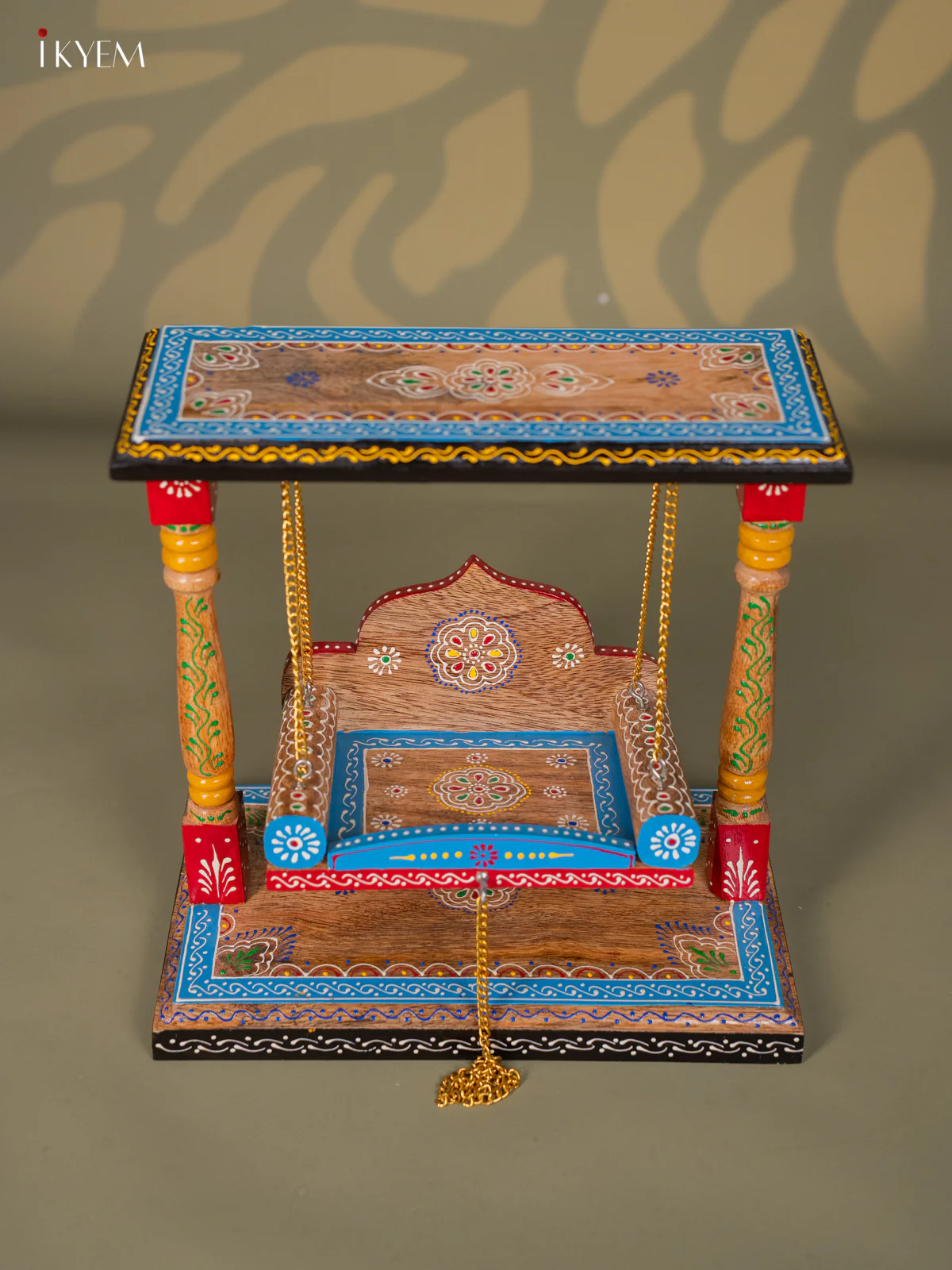 Hand-Painted Wooden Laddu Gopal Swing - 13 Inches - KG16128 - Image 4