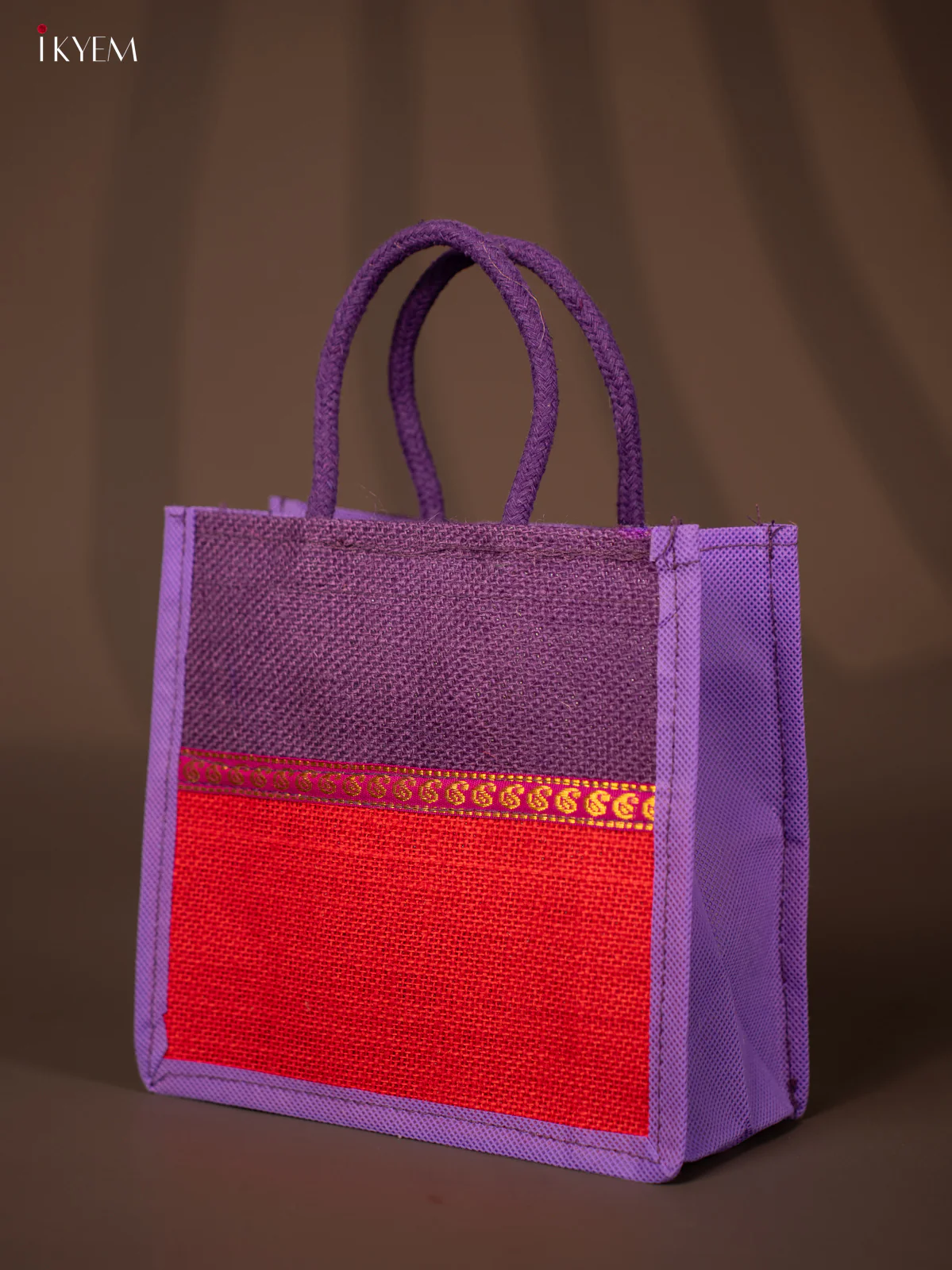 Jute bag - Purple with Red - 8 Inches - KG22116 - Image 3