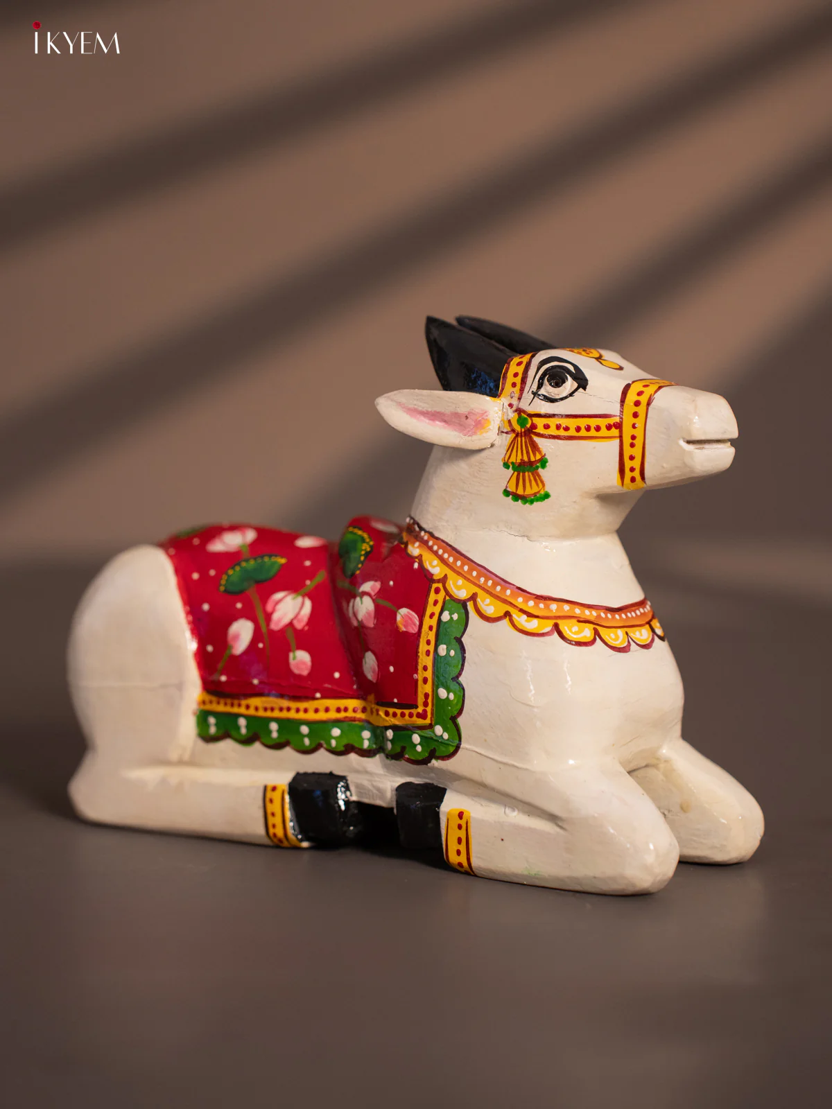 Wooden Craved Nandhi - White