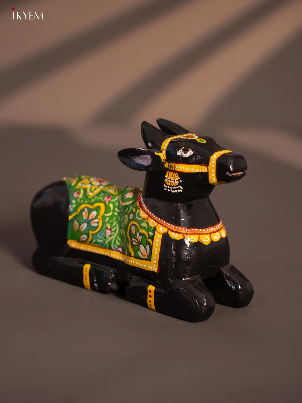 Wooden Craved Nandhi - Black - Image 3