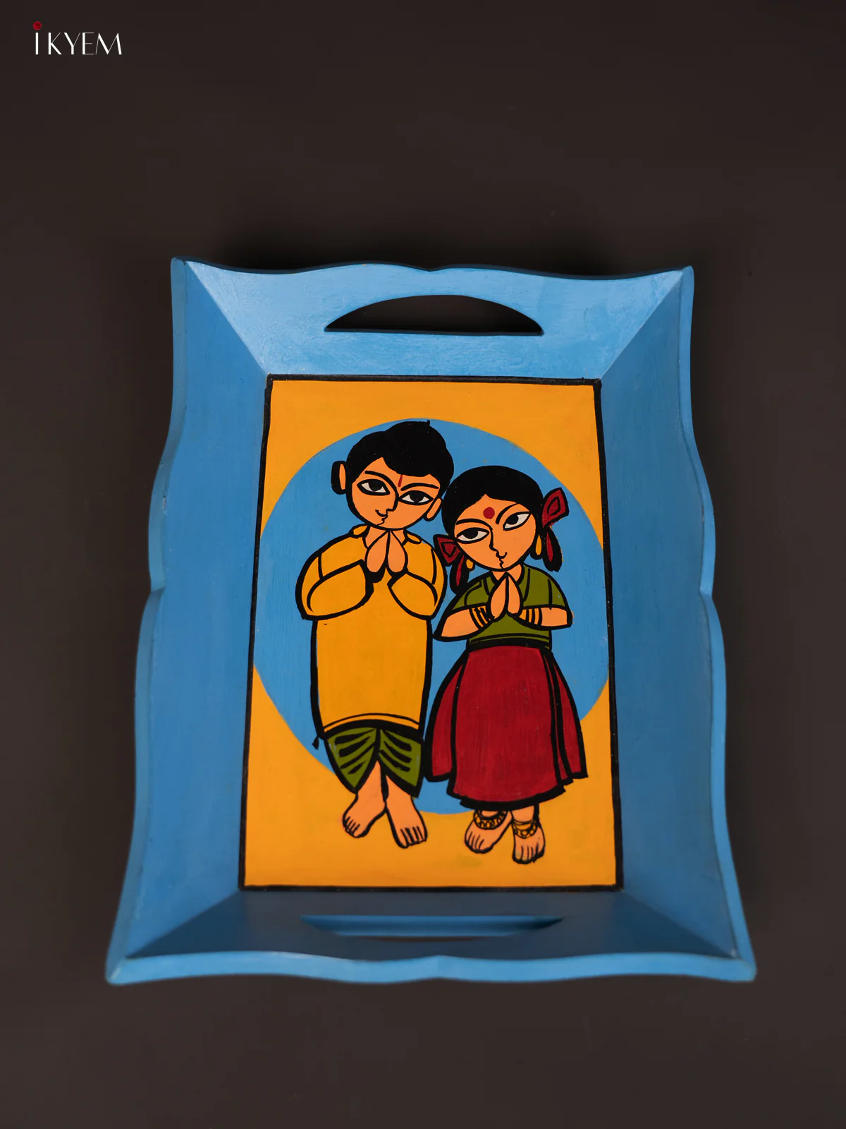 Children Hand-Painted Wooden Tray - Sky Blue - (12×16) Inch - KG23113