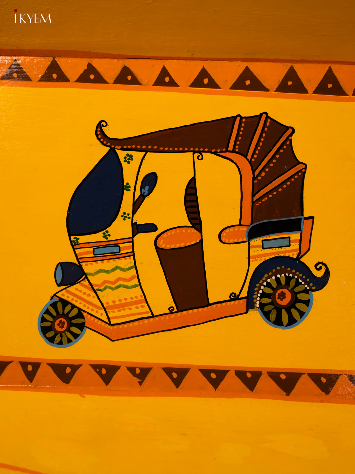 Wooden Hand Painted Tray - Auto- Yellow - KG23114 - Image 3