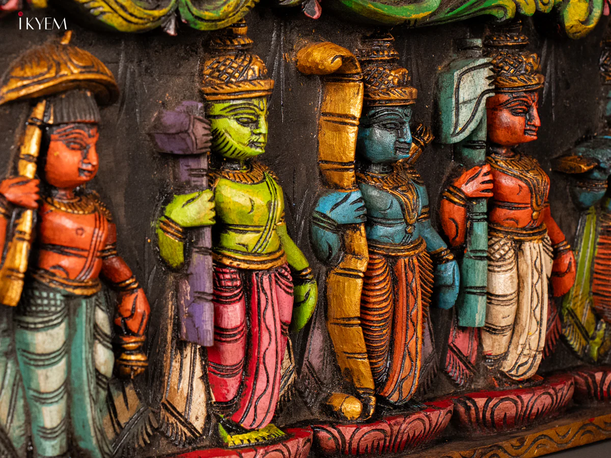 Wooden Hand Carved Painted Dasavatharam Panel - KG24129 - Image 7