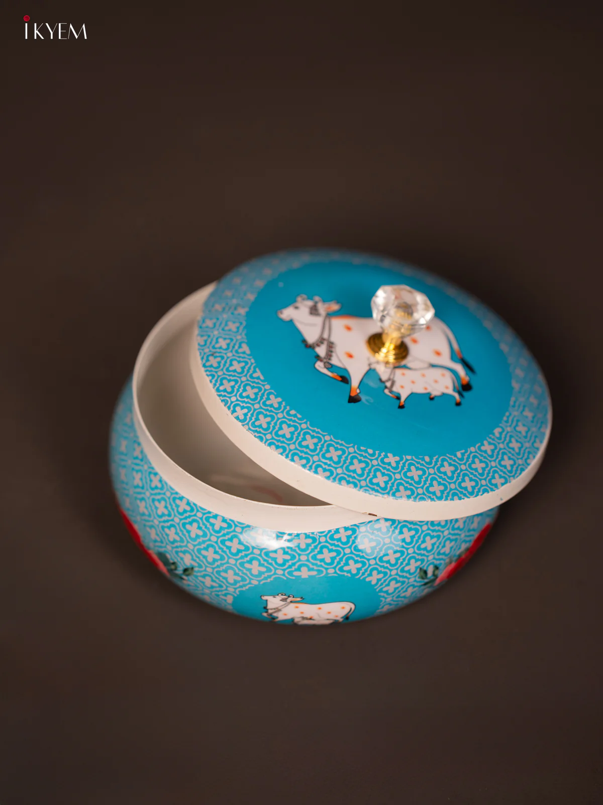 Cow & Calf Printed Sky Blue Round Dry Fruits Jar - KG25119 - Image 3