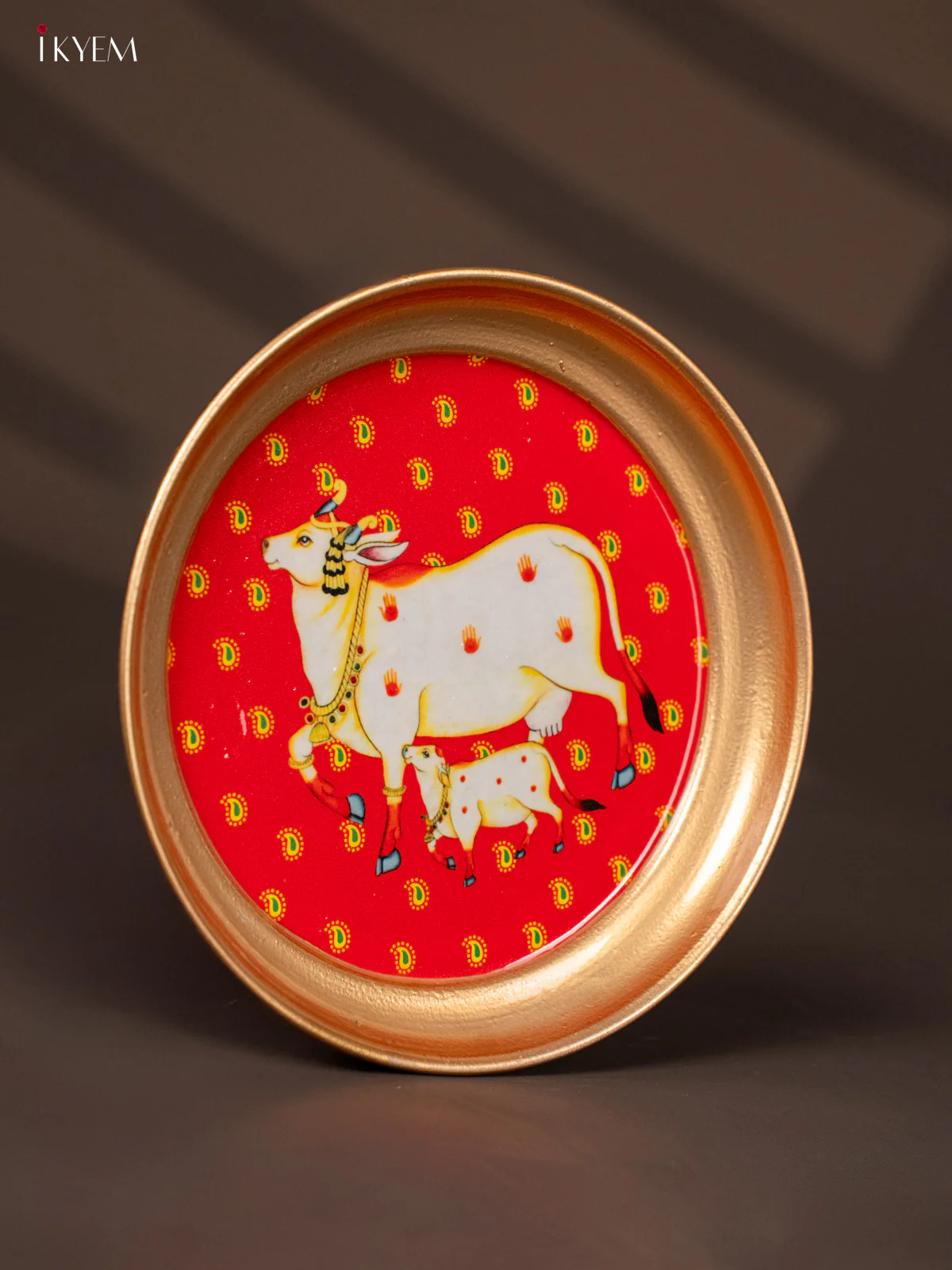 Cow & Calf Printed Red Copper Coating Plate 6 Inch - Image 2
