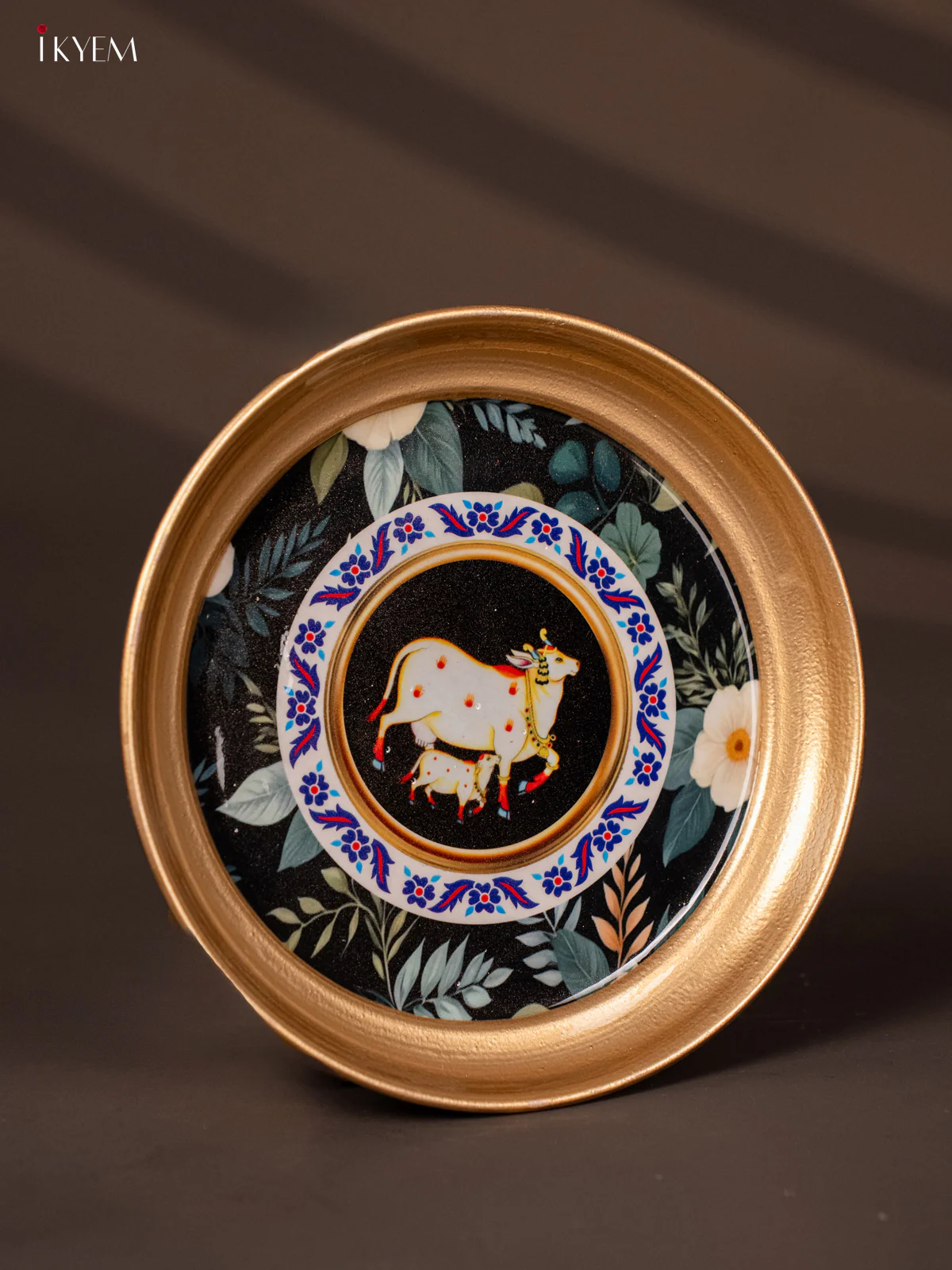 Cow & Calf with Floral  Printed Copper Coating Plate 6 Inch - Image 2